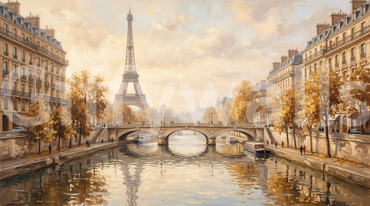 Eiffel's Golden Embrace Wall Mural