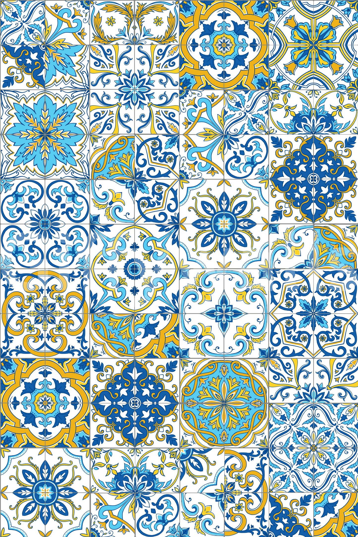 Mediterranean hues/ Azulejo tiles Wallpaper
