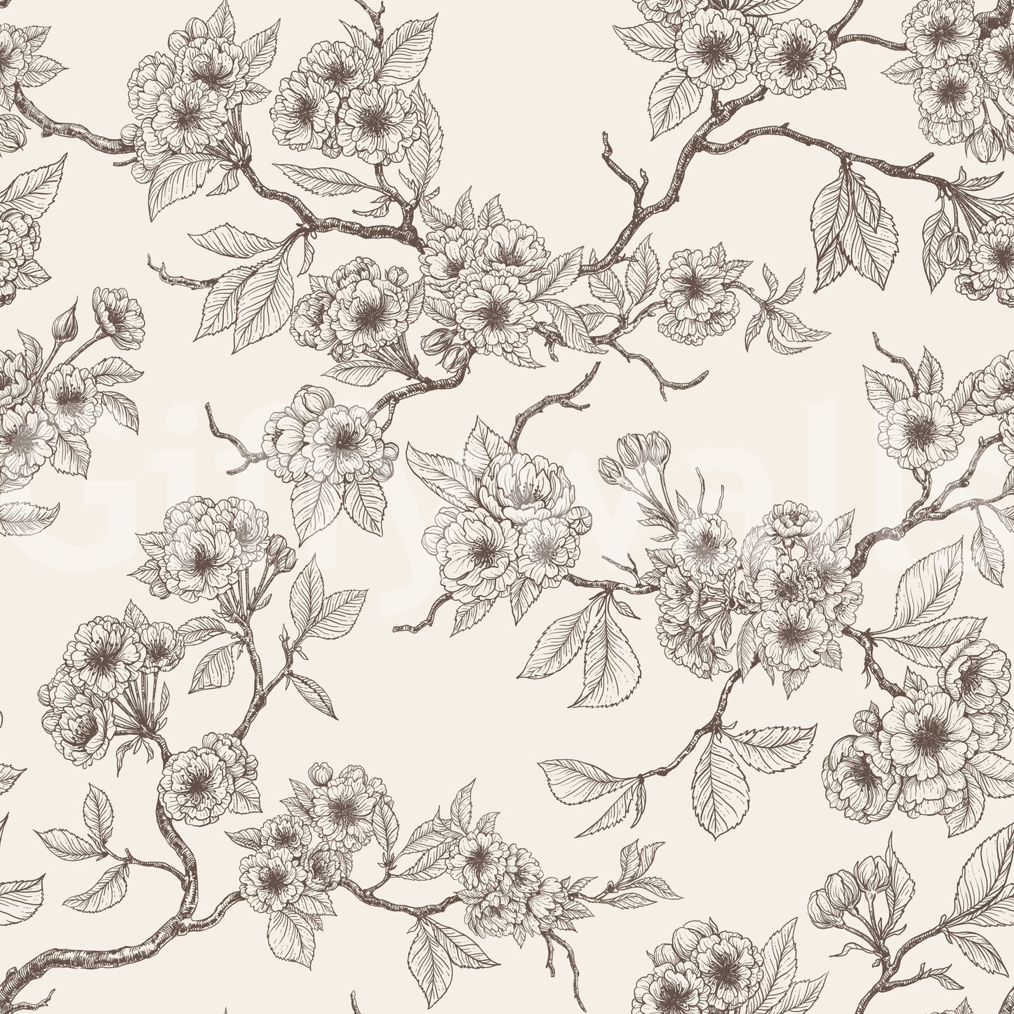 Cherry Blossom Branches wallpaper with repeated botanical pattern