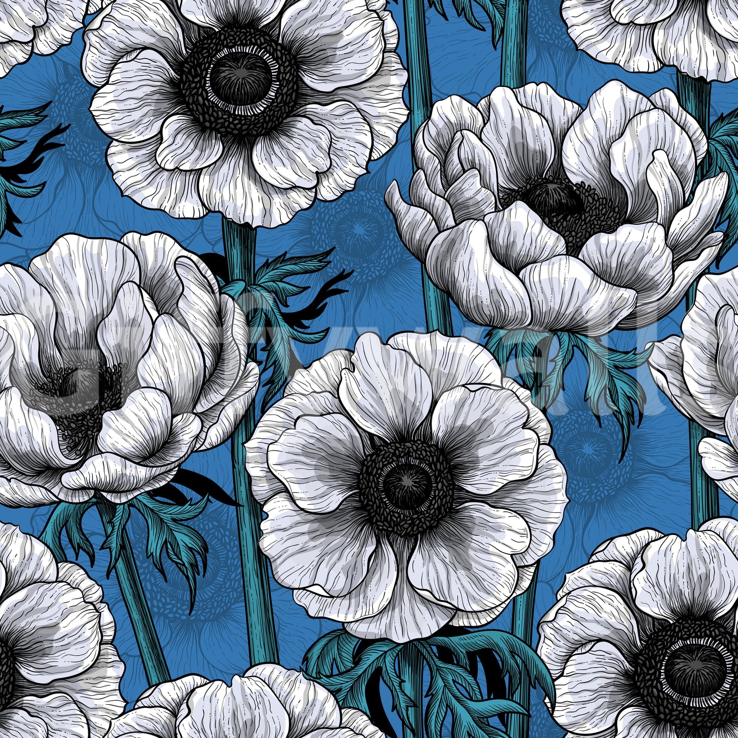 White Anemone Garden wallpaper with elegant white floral detailing