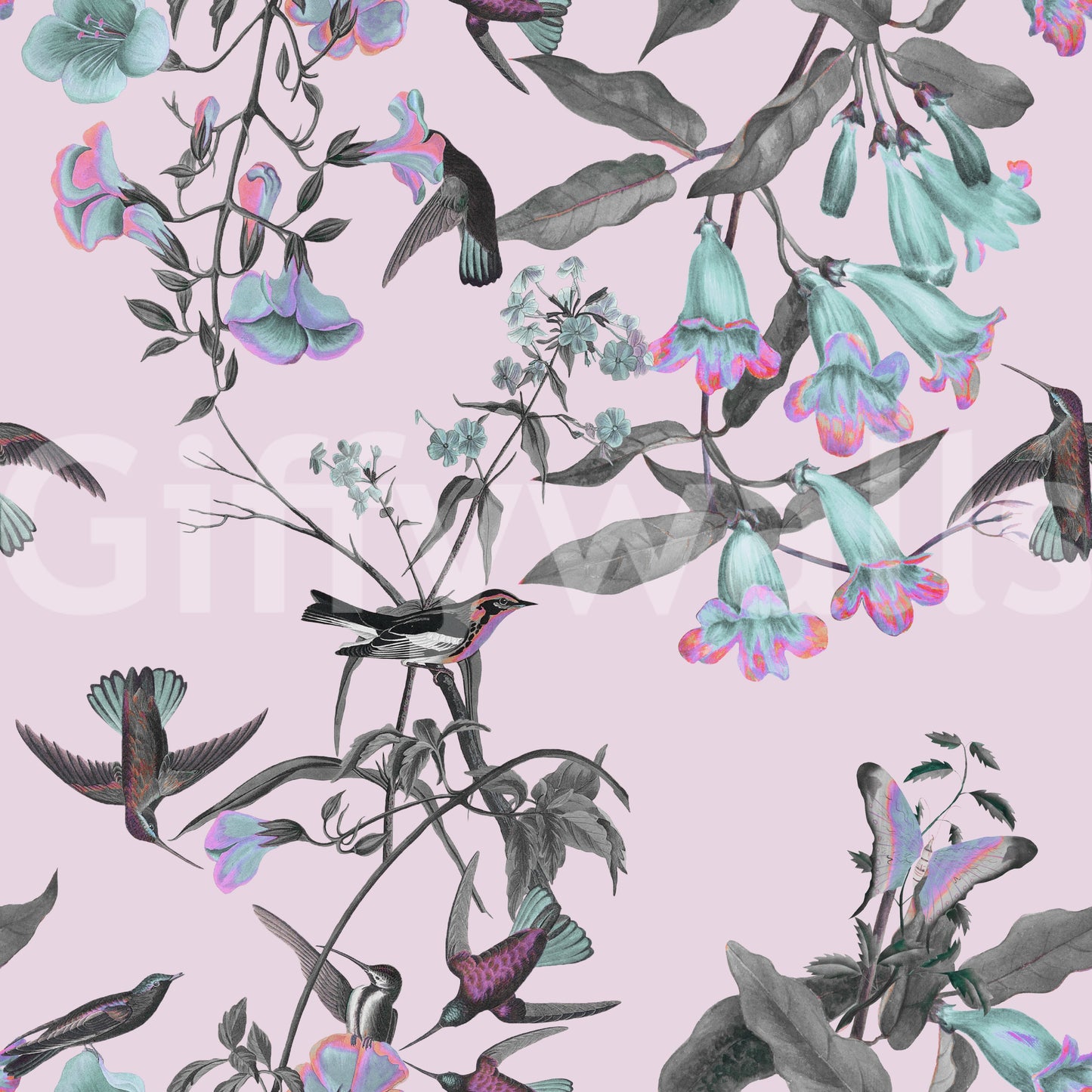 Papier peint Aviario de colores pastel encantados