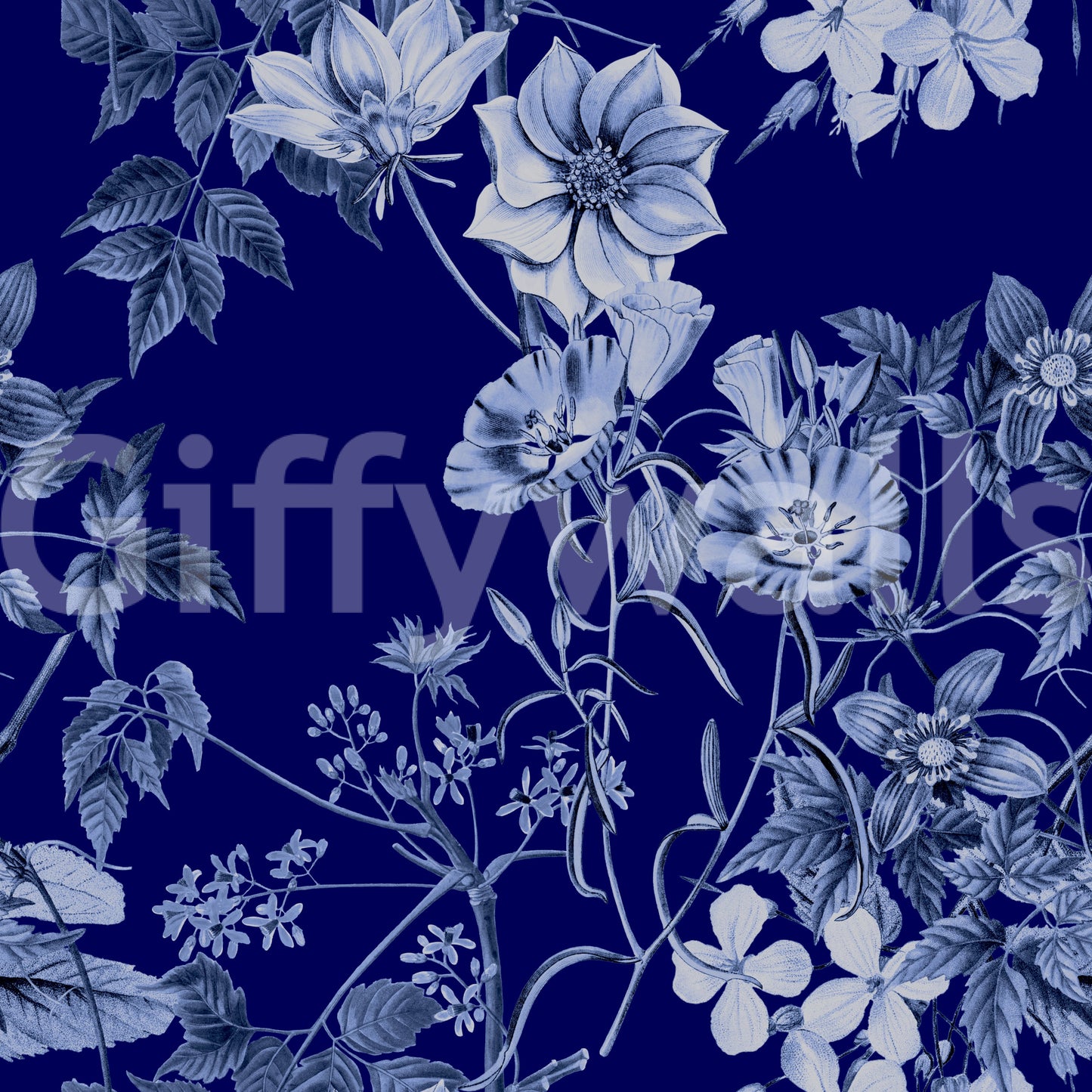 Papier peint Grabados Fleur de Minuit