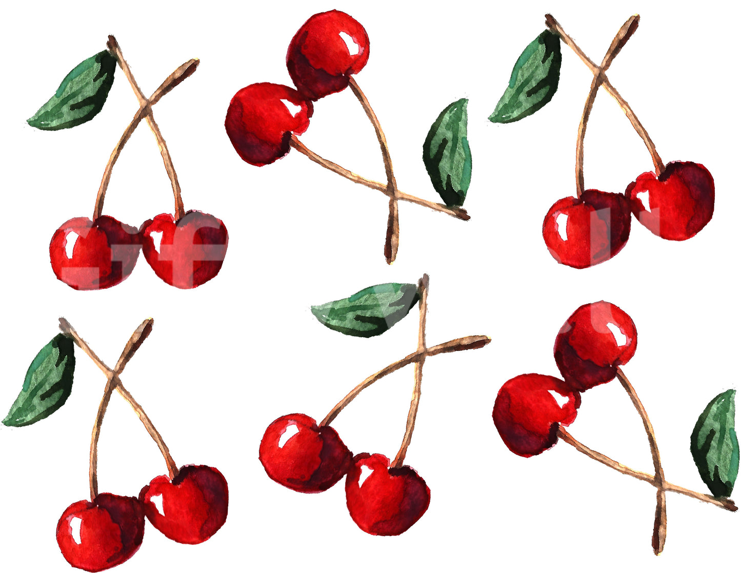 Akvarell Kirsebær Tapet