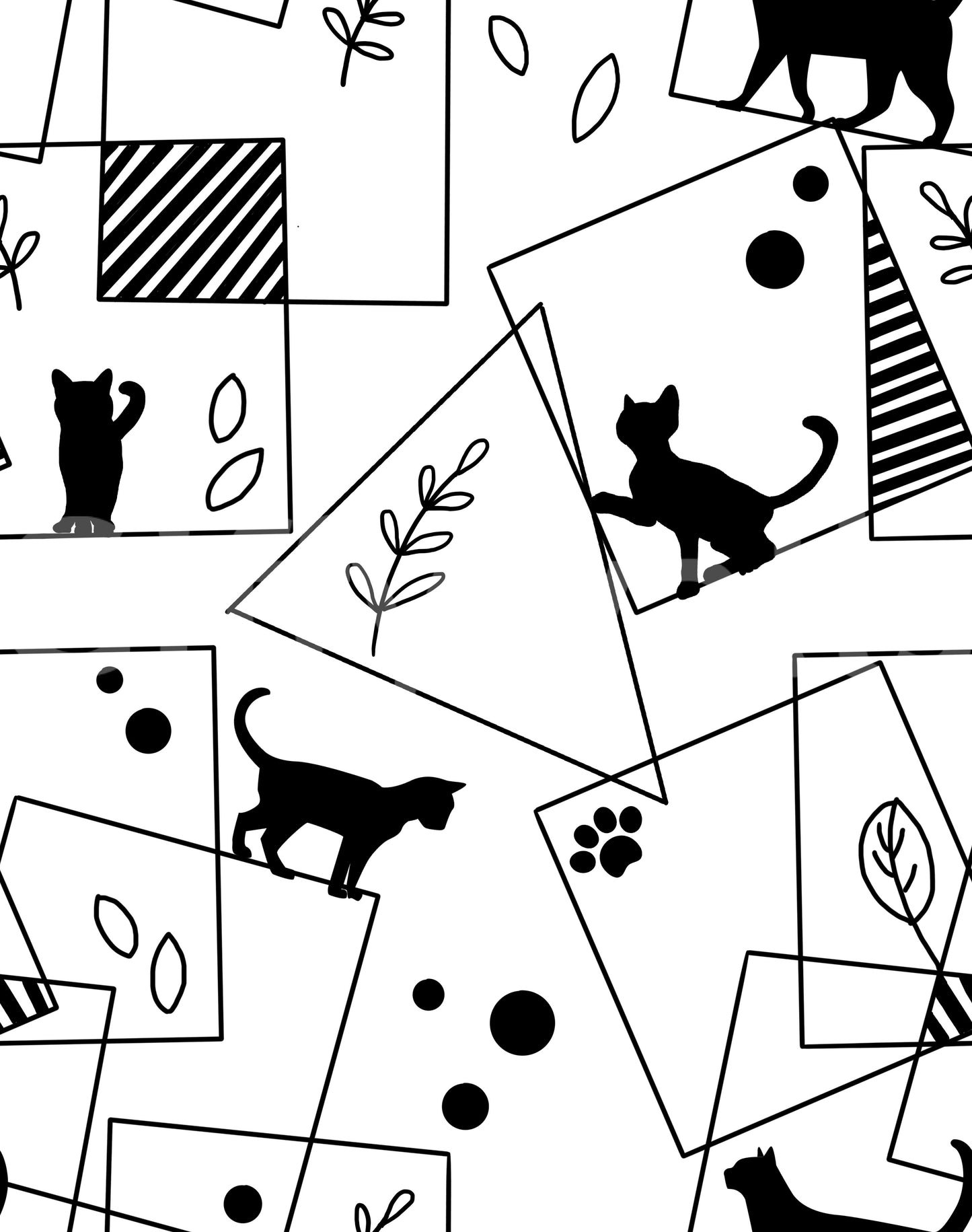 Papier peint Chats Géométriques