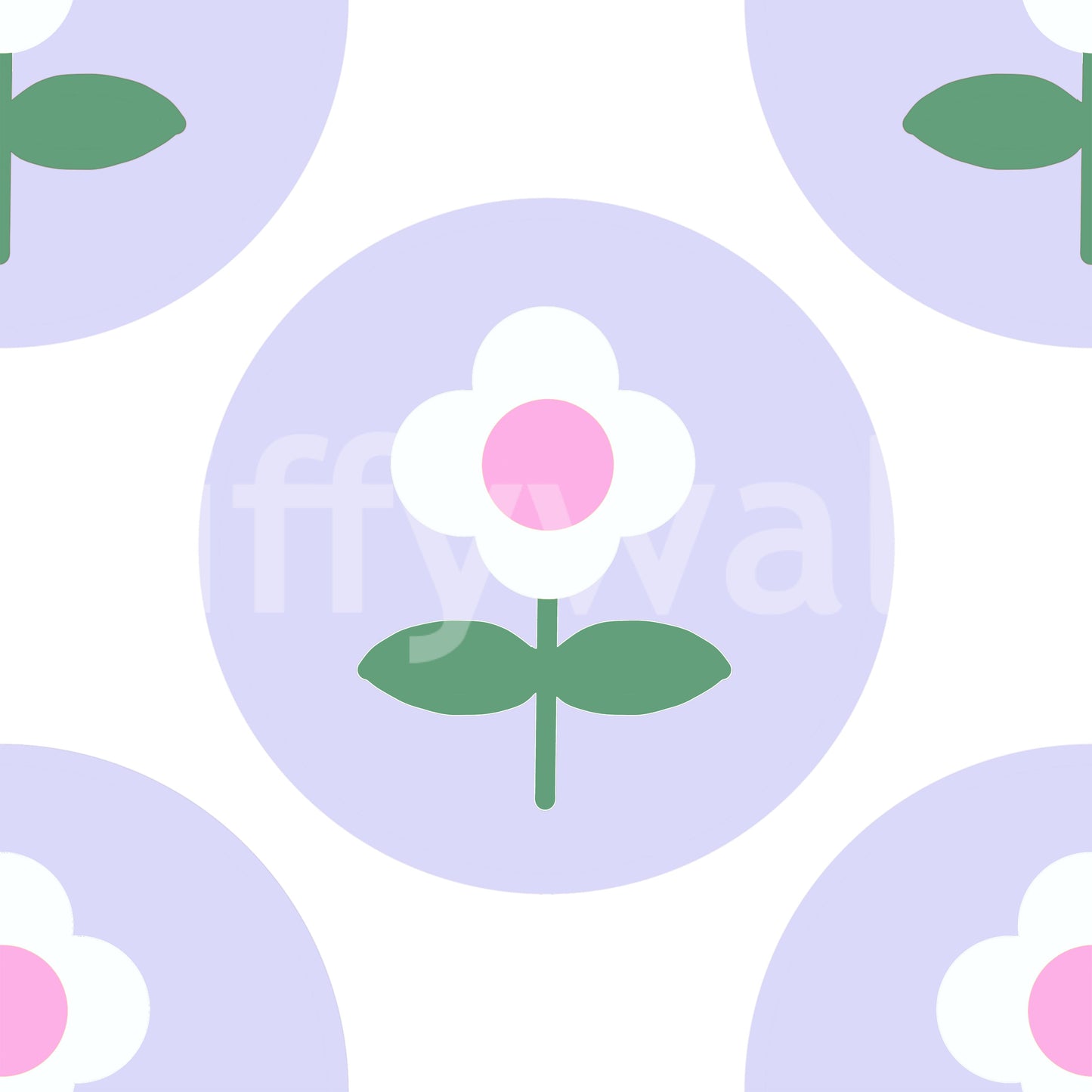 Playful pastel floral pattern on Soft Lavender Bloom wallpaper