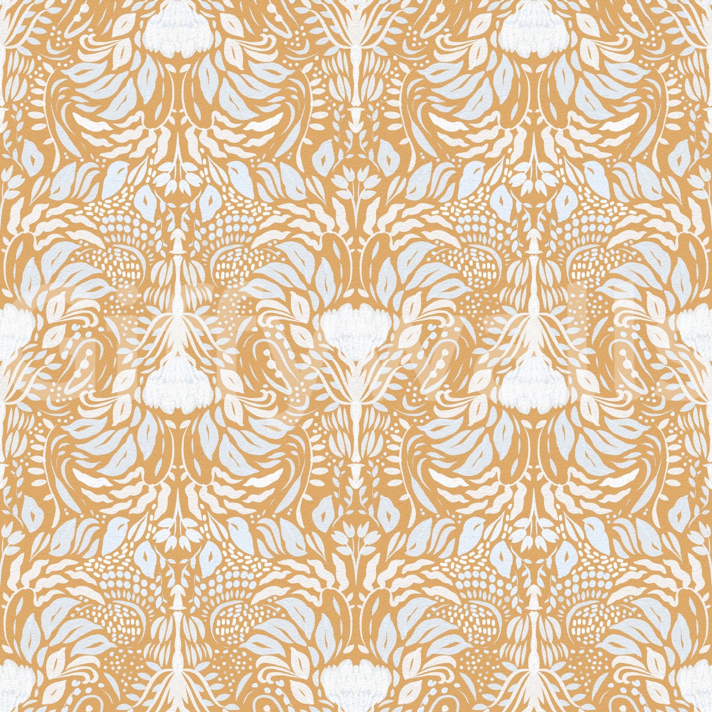 Goldene Folk-Blumen-Symmetrie Tapete