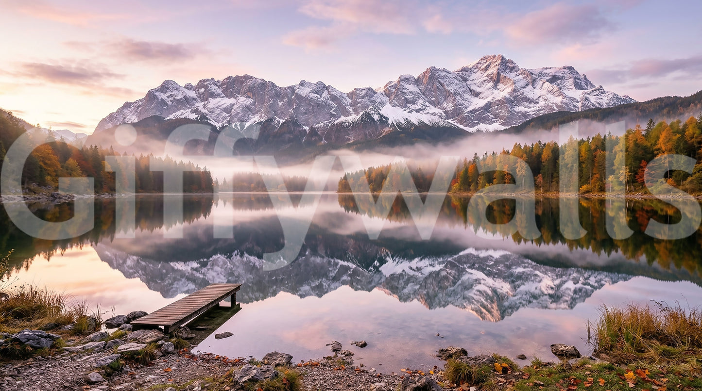 Alpenglow Meerreflectie Muurmuurdecoratie