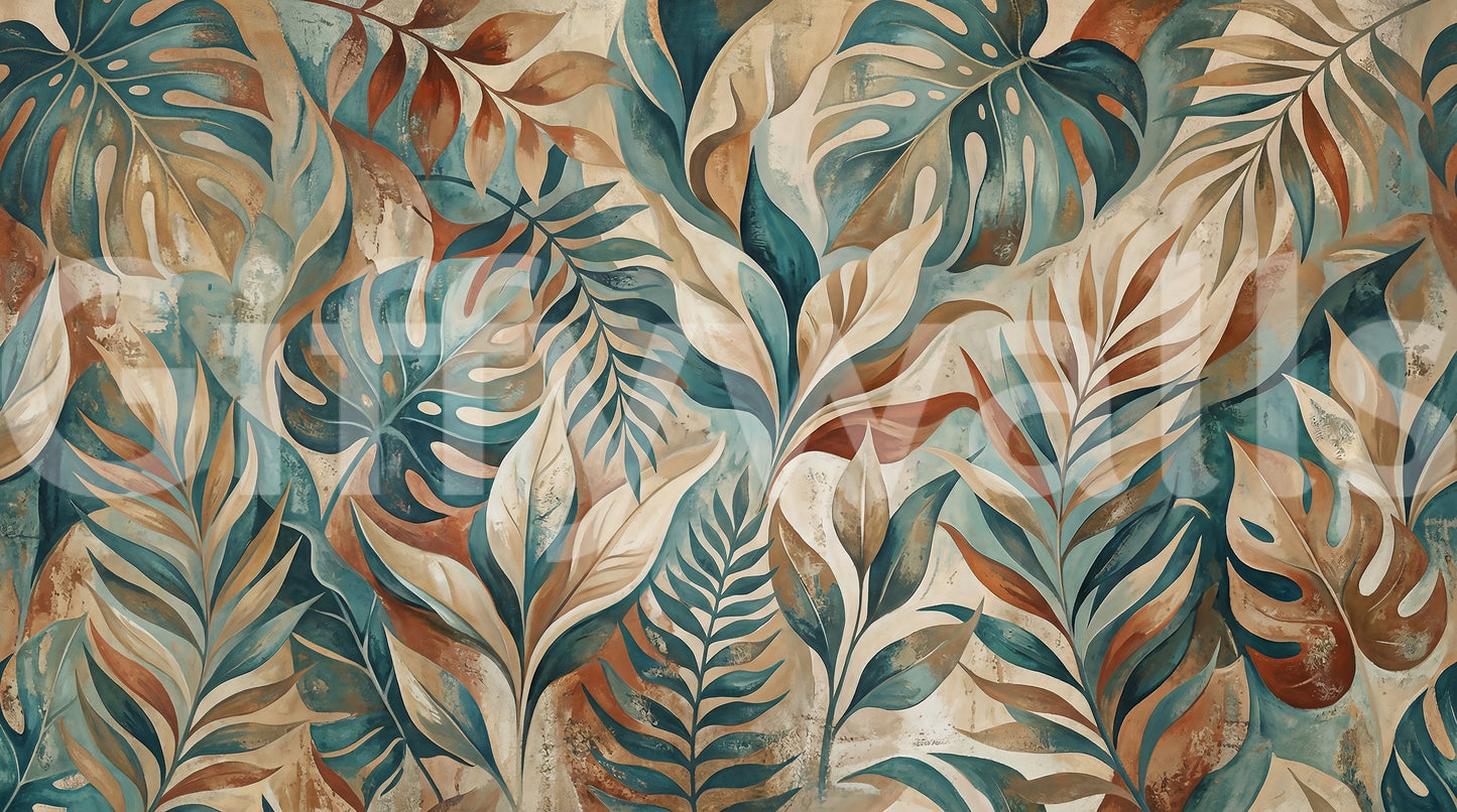 Painterly Tropical Foliage Wall Mural