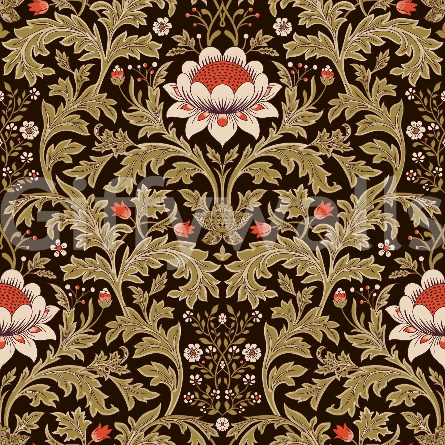Arts & Crafts Botanical Tapestry Wallpaper