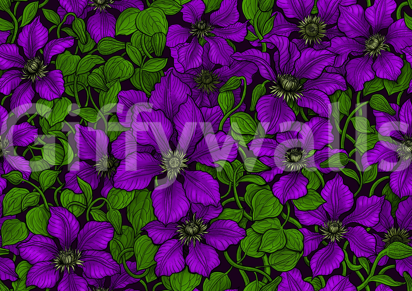 Purple Clematis vine Wallpaper