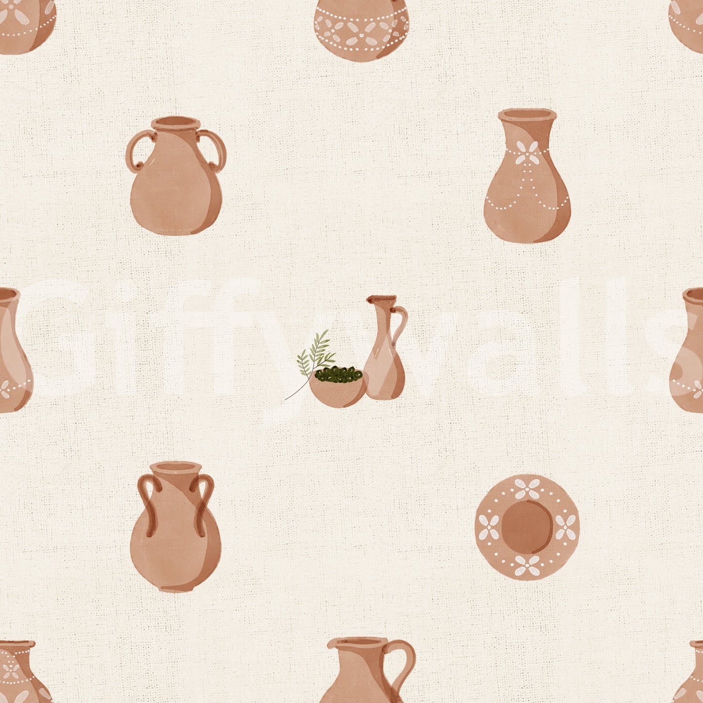 Tapet Tuscany Pottery pe pânză