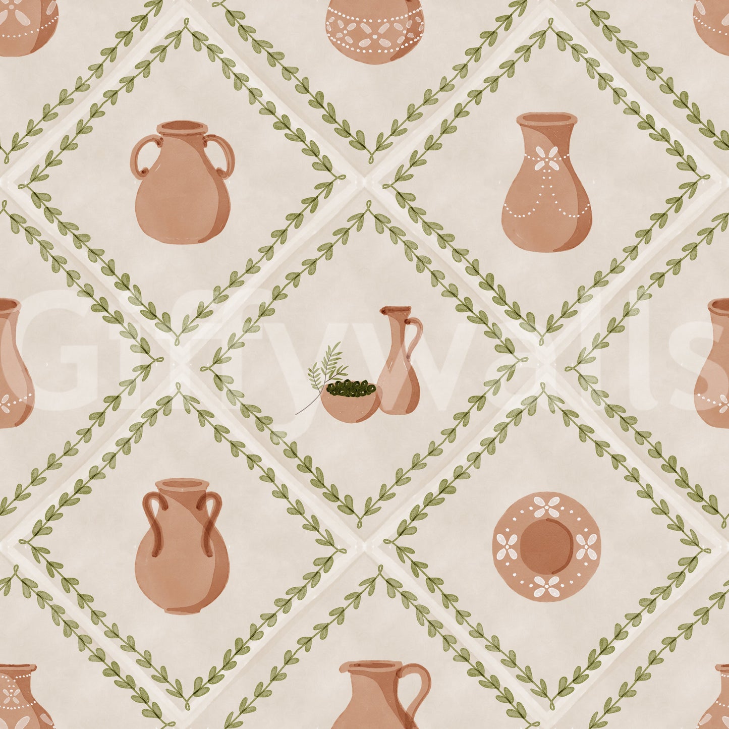 Tapete mit toskanisch verzierten Keramikfliesen