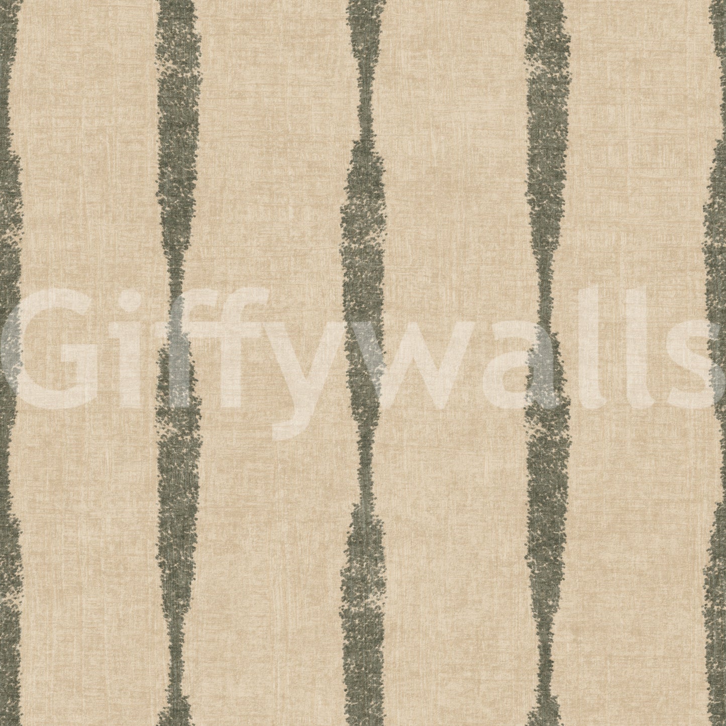 Gedempte Groene Gestructureerde Versleten Strepen op Warm Beige Behang