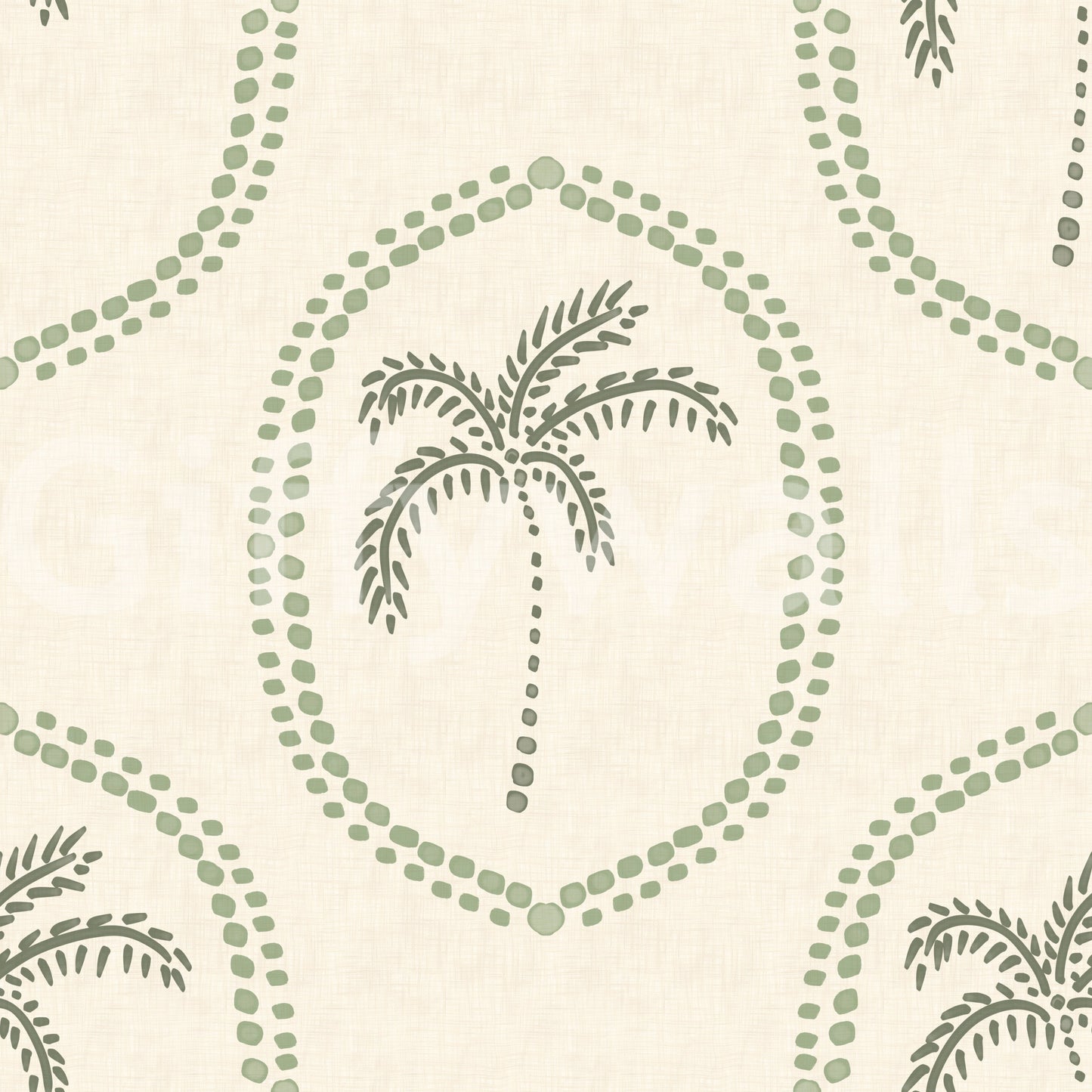 Papel Tapiz Medallón Verde Costal Oasis Bohemio Playero