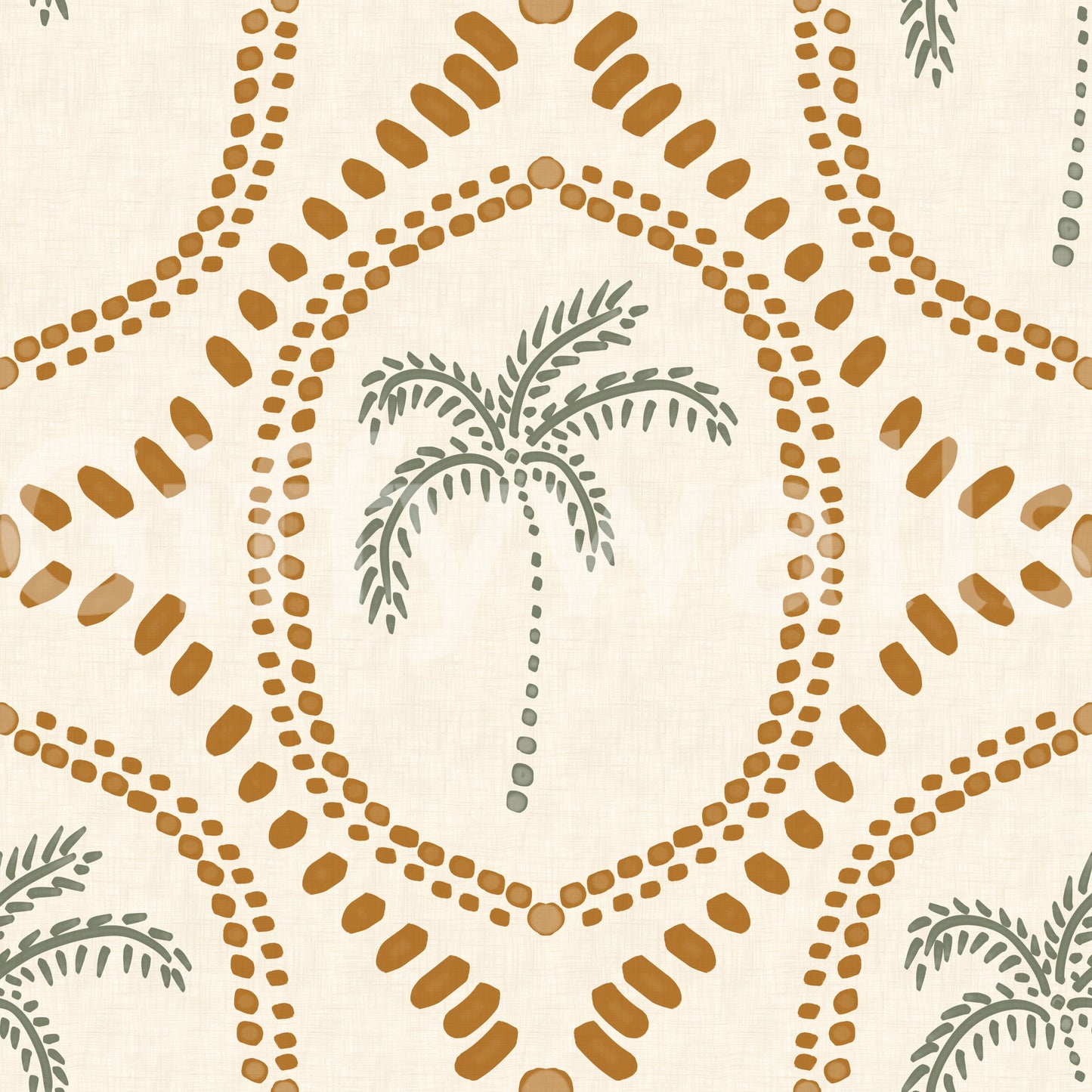 Warm earthy colors emphasizing the striking golden wallpaper motifs