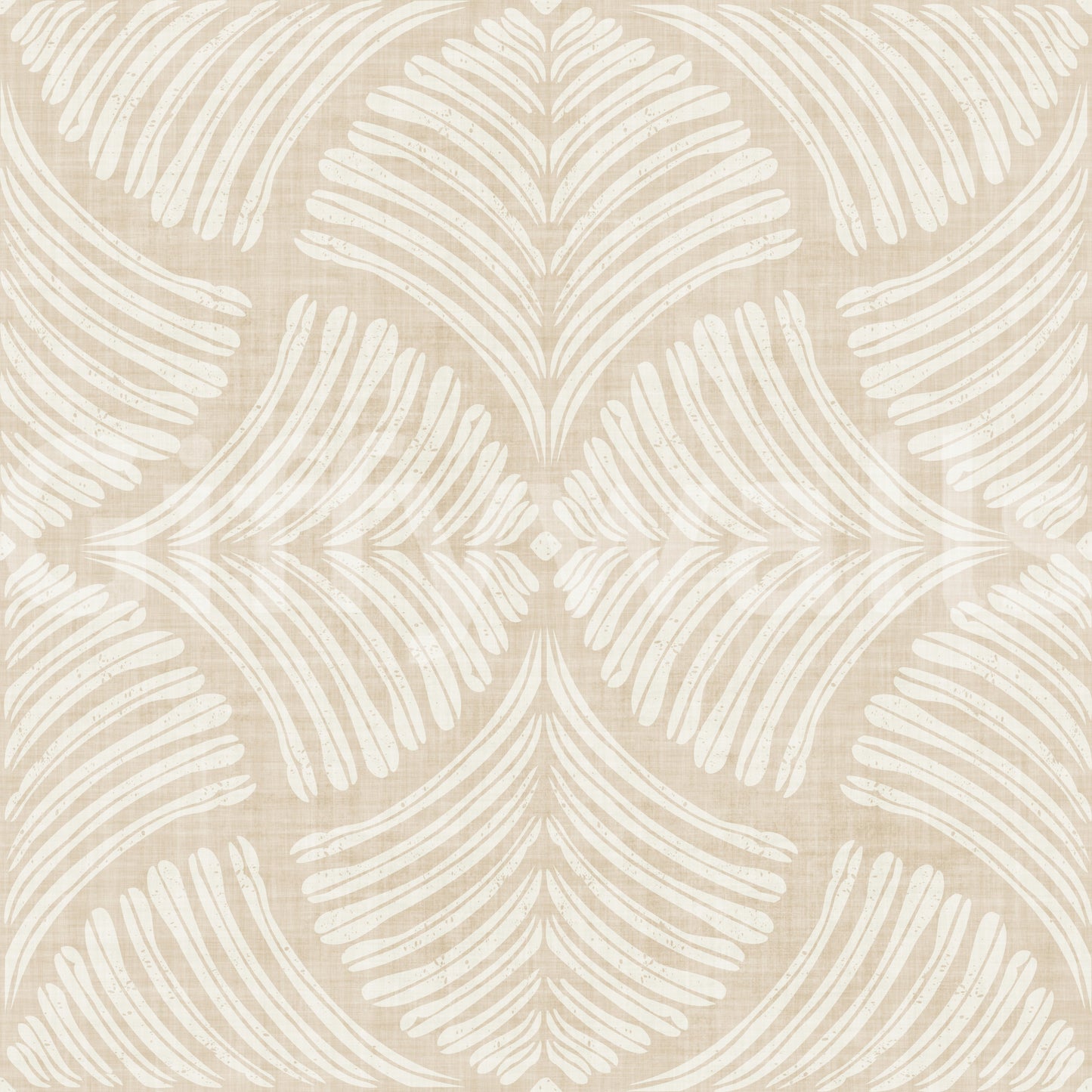 Warm Cream Textured Scallops Fan Japandi Minimalist Wallpaper