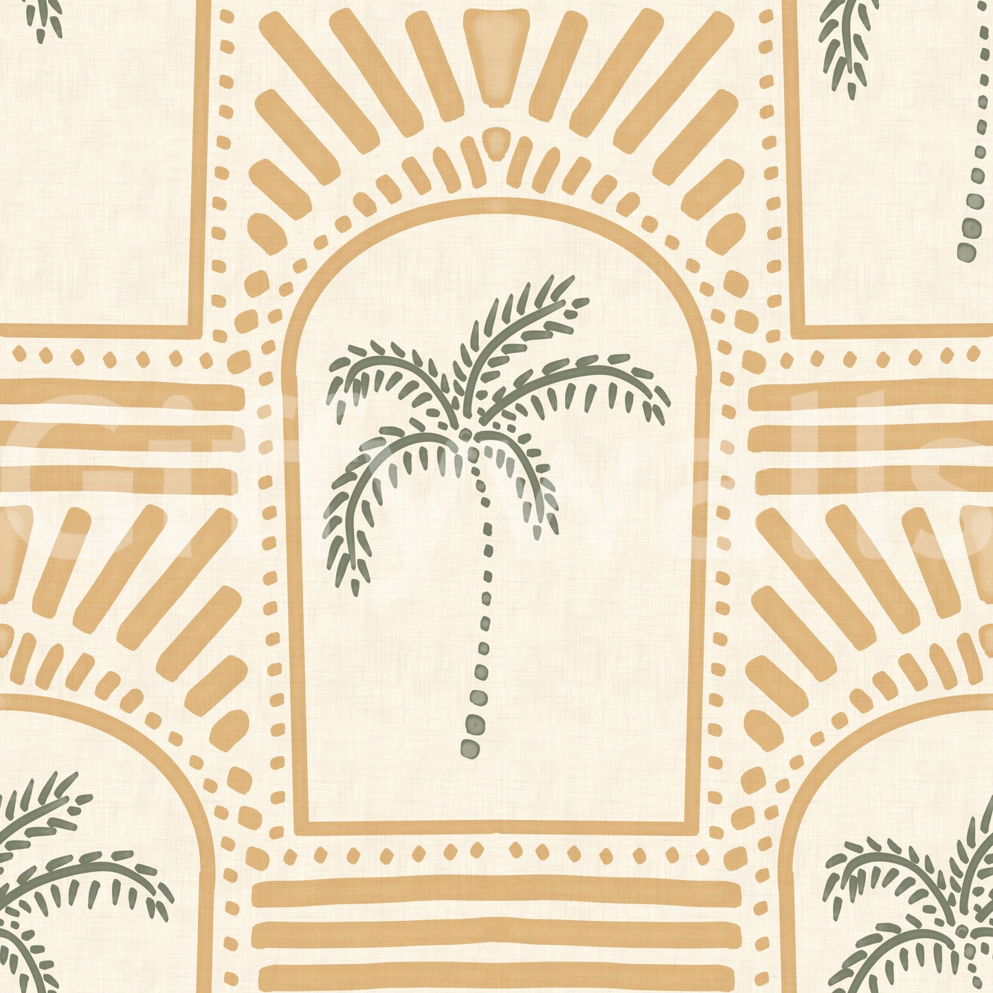 Tropisk palme Art Deco buegang sand tapet