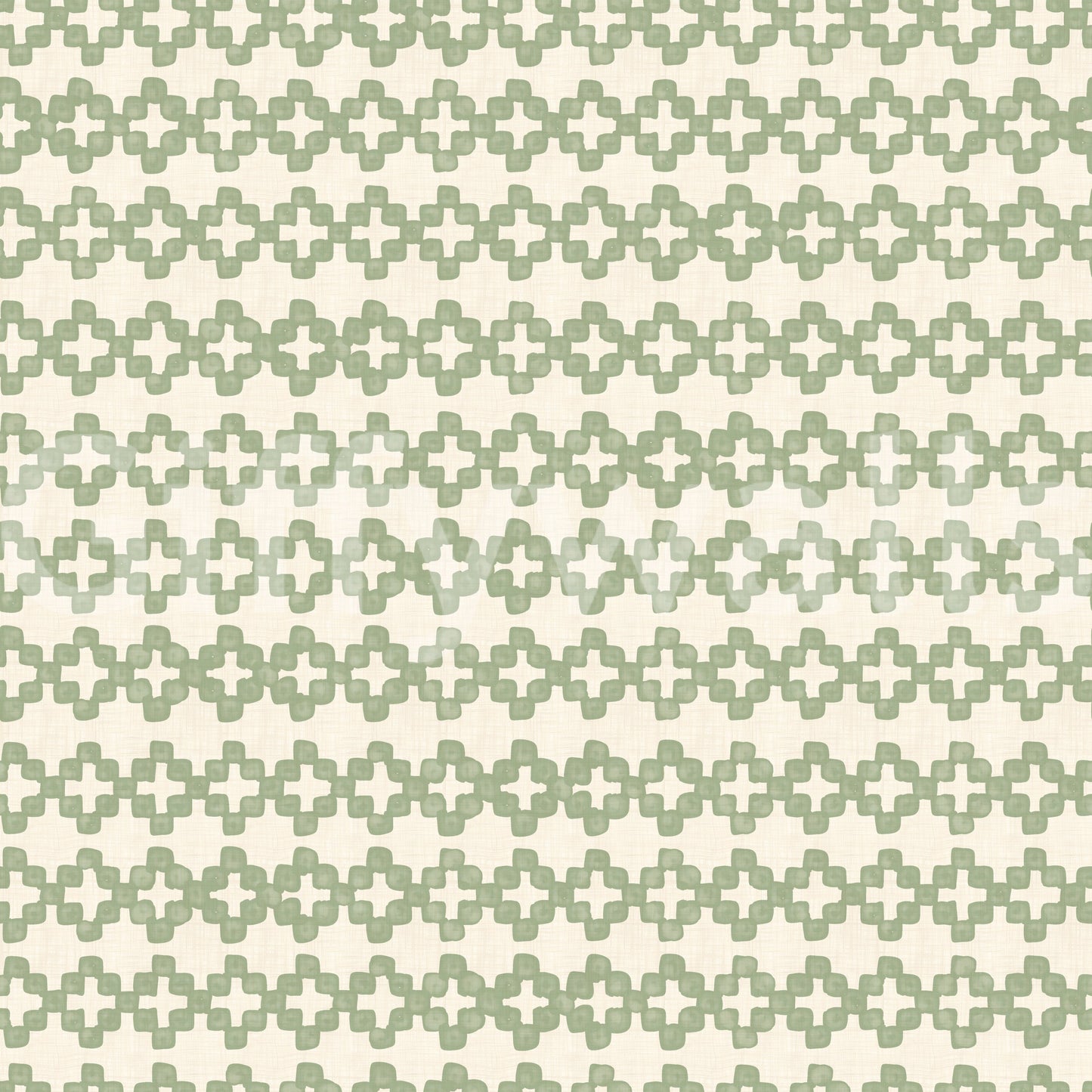 Papel pintado Zellige con adorno cruzado en verde costero
