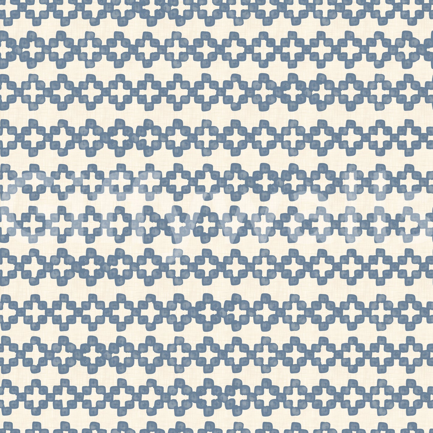 Papel pintado Zellige con adorno cruzado en azul pizarra