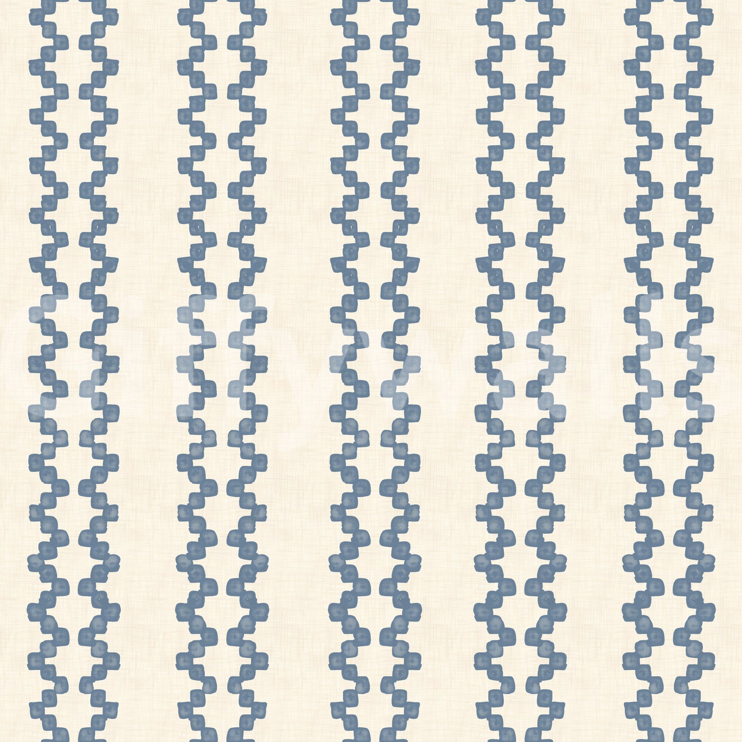 Papel pintado Zellige con ornamento a rayas en azul pizarra