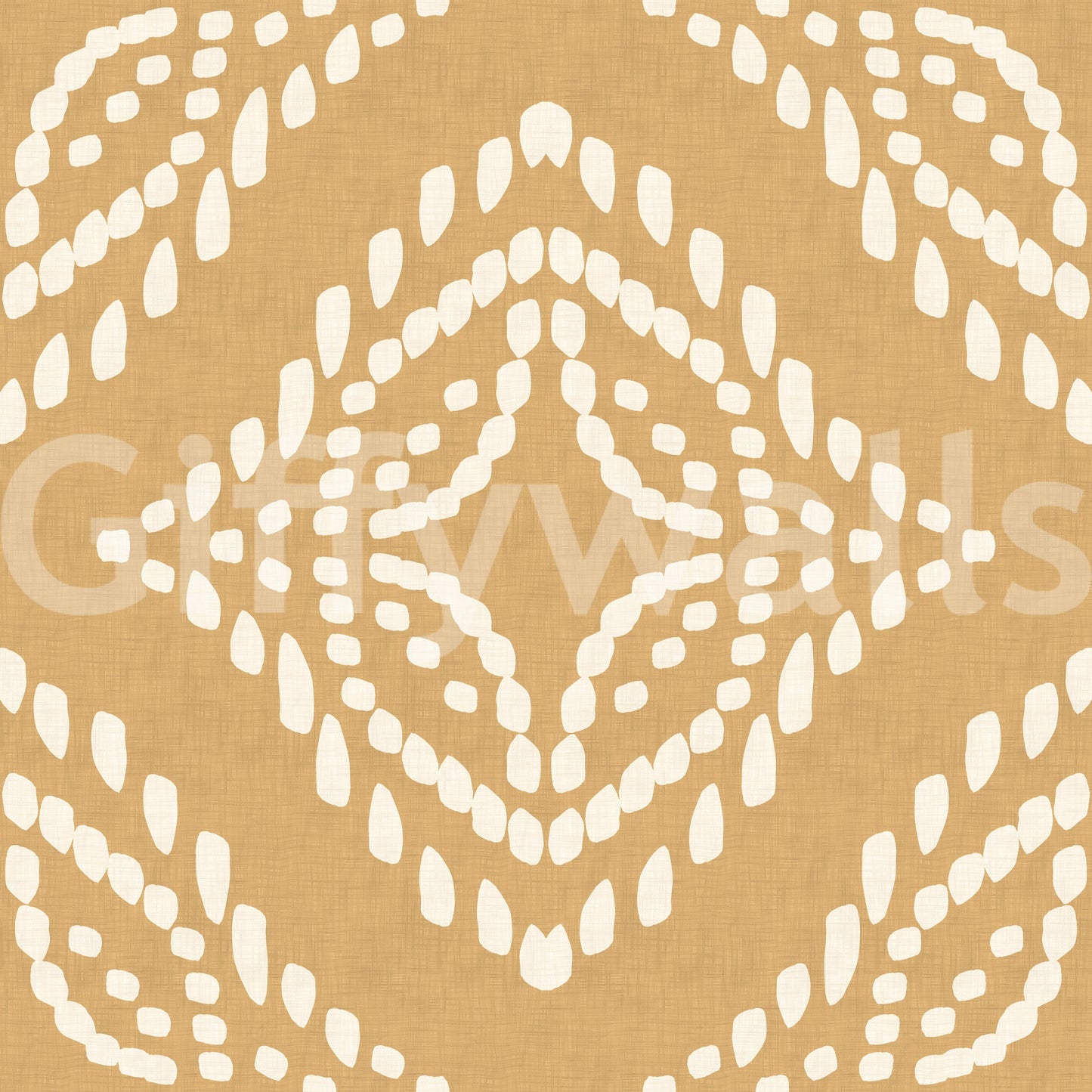 Papel de Parede em Tela com Estampa de Ornamento em Estilo Block Print Sand