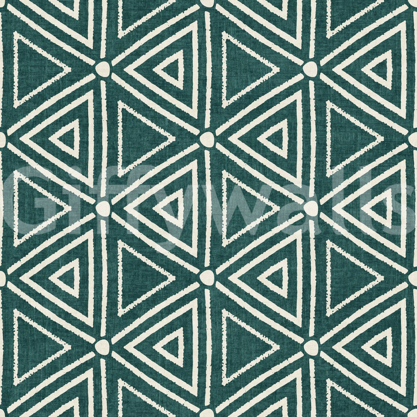 Texturerad Mudcloth Geometriska Trianglar Bohemisk Djup Teal Tapet