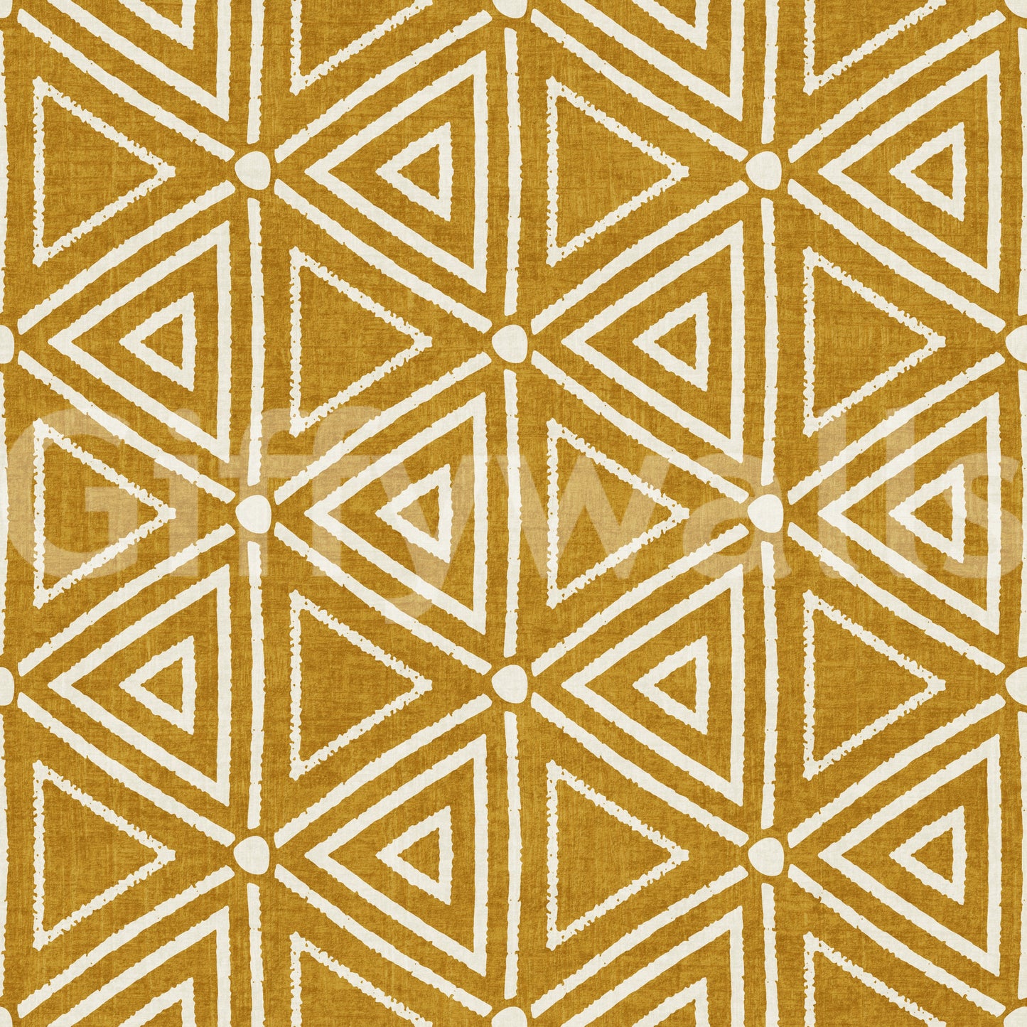 Rakennekangas Mudcloth Geometriset Kolmiot Boho Sinappi Keltainen Tapetti