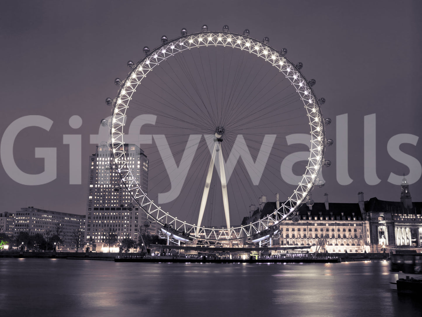London Eye: Frescă de perete Strălucire de miez de noapte