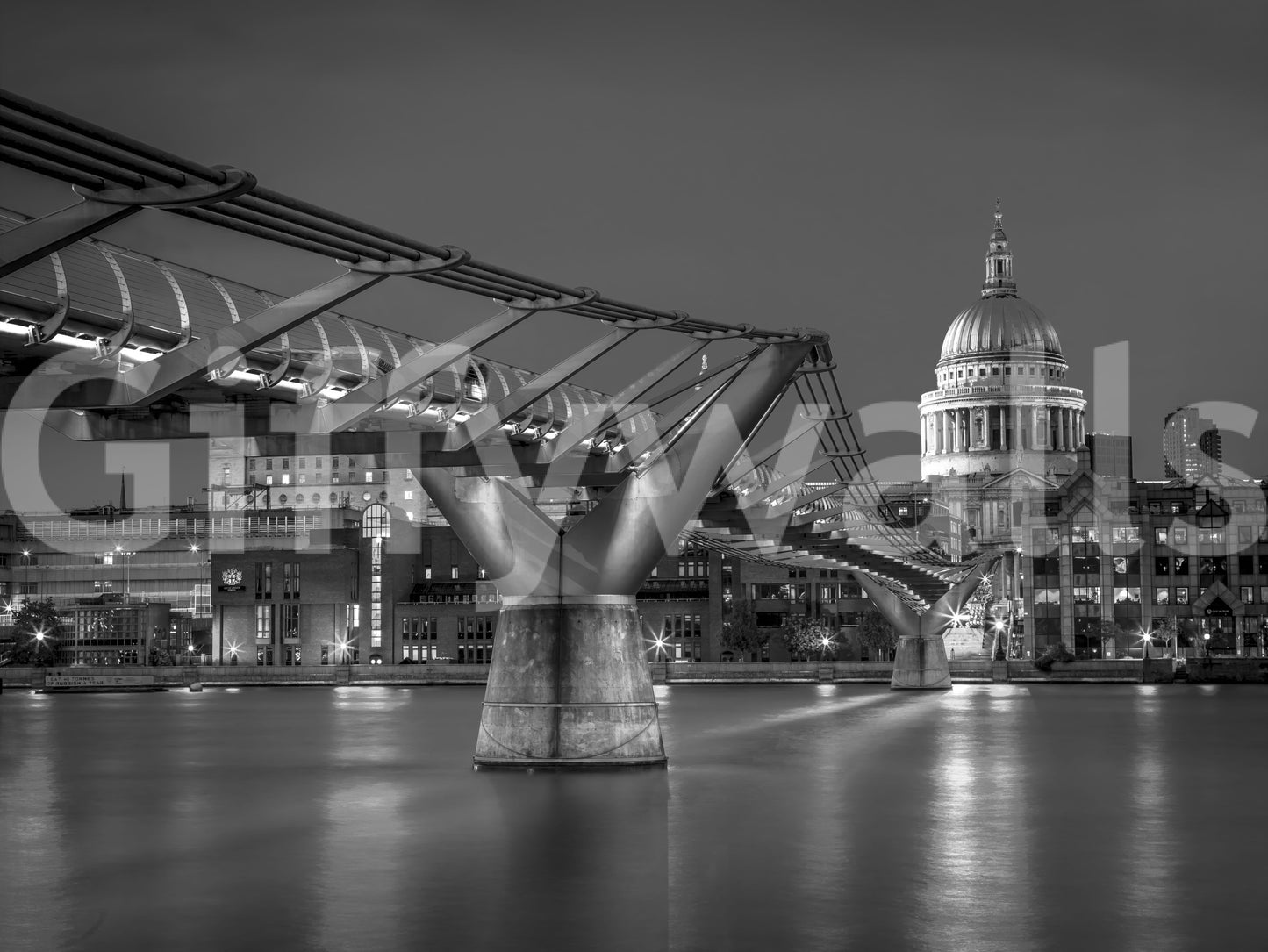 London Millennium Bridge Nattemørke Vægmaleri