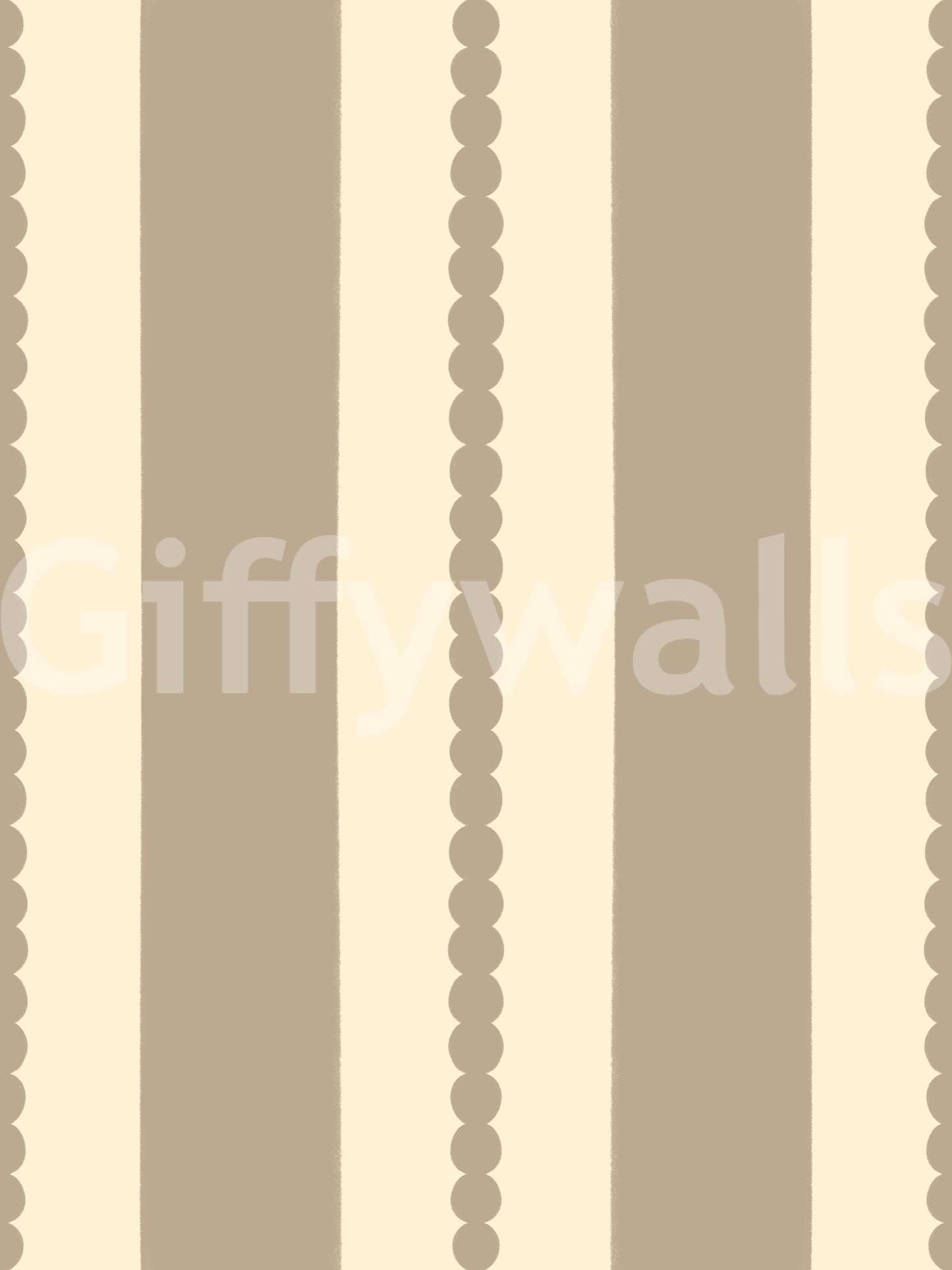 The elegant scallop elements in this wallpaper create a soft visual rhythm.