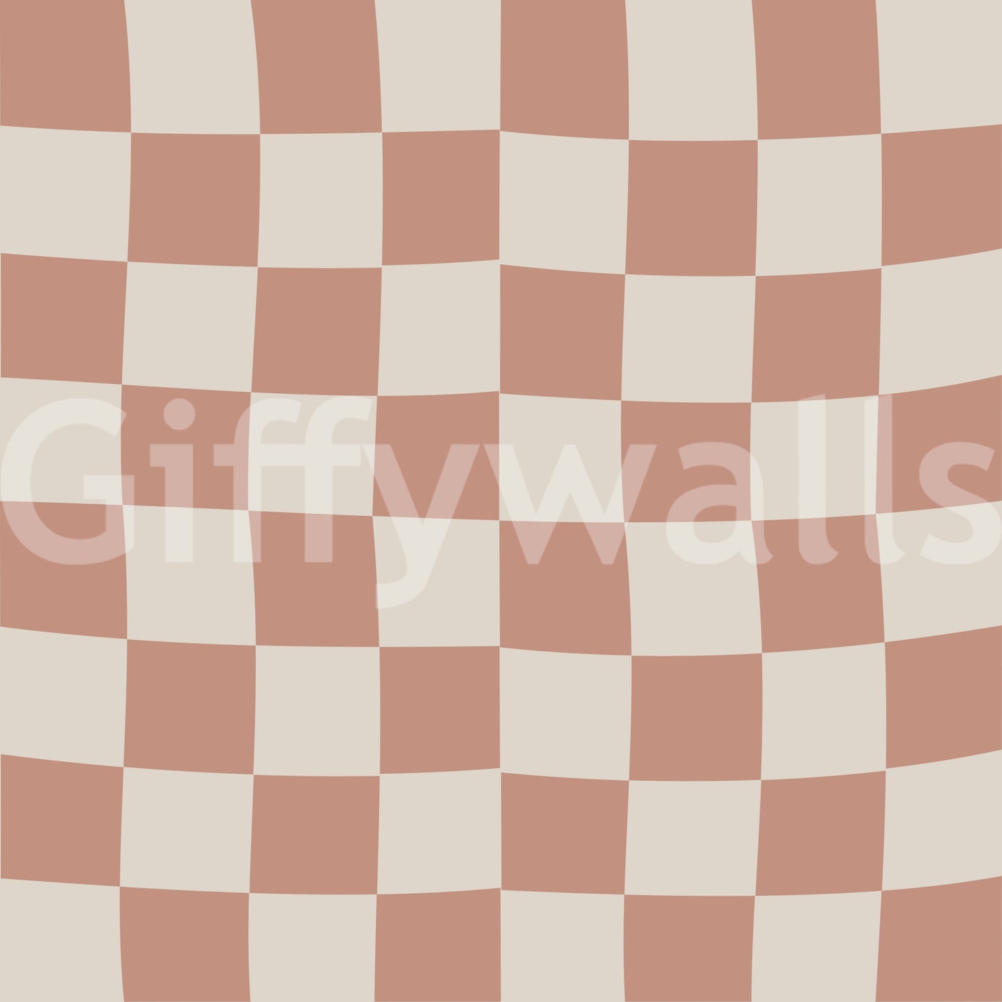 Pfirsich & Creme Schachbrettwellen Tapete