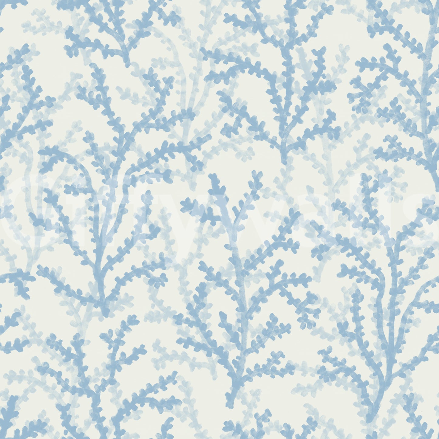 Geschilderd Coraline Dromend Blauw Behang