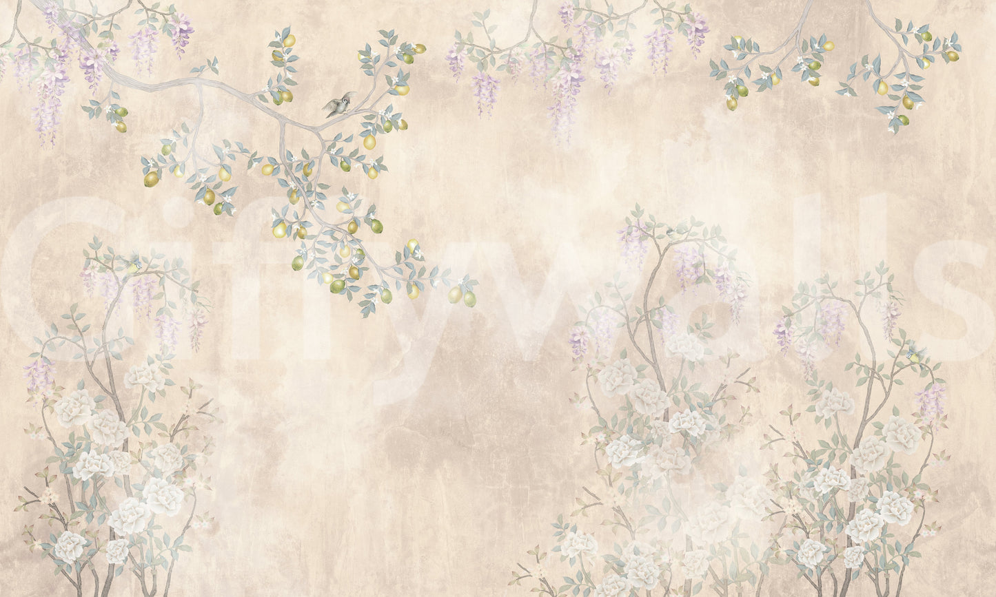 Wisteria & Lemon Blossom Serenity Cream Vægmaleri