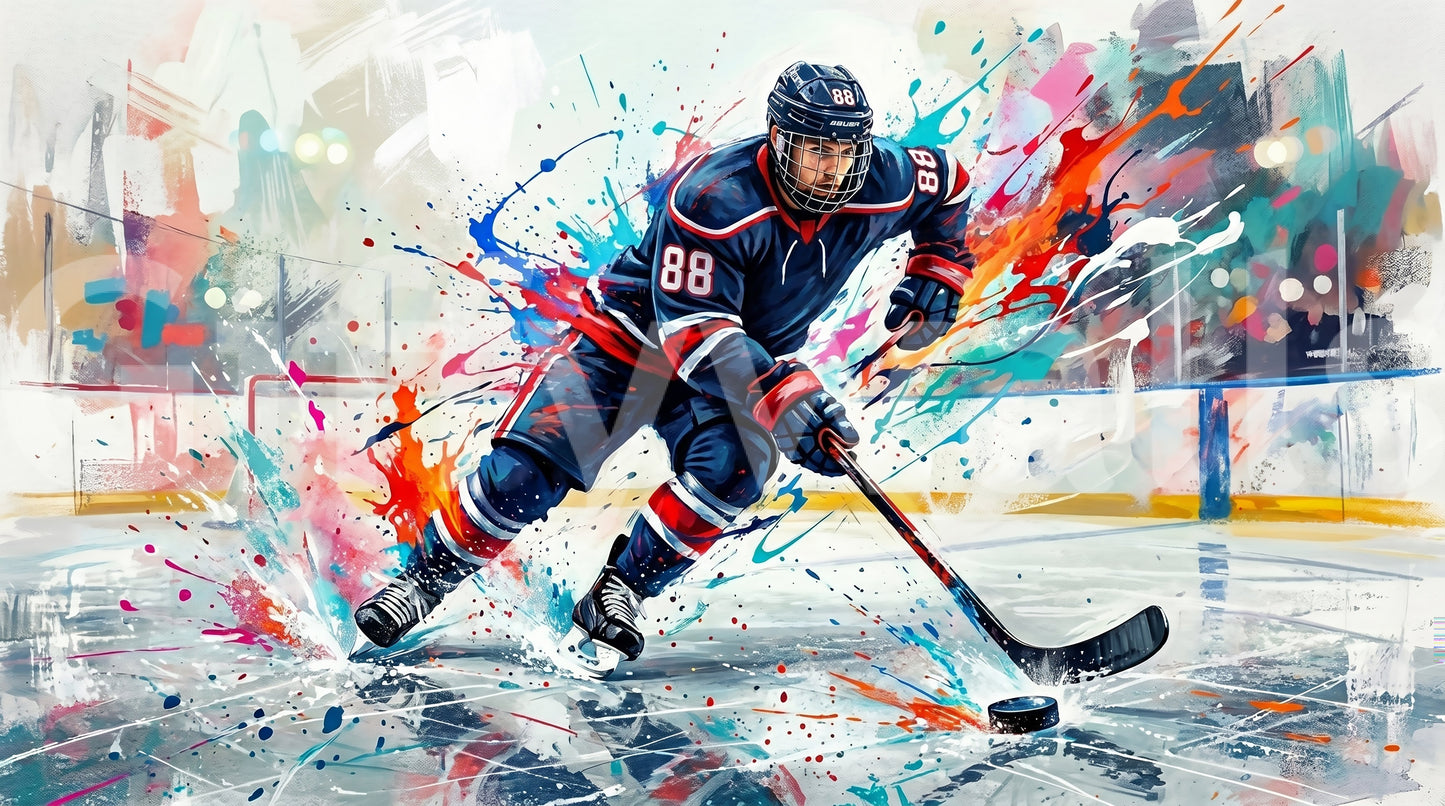Brushstroke Blitz: Hockey-Action Wandbild