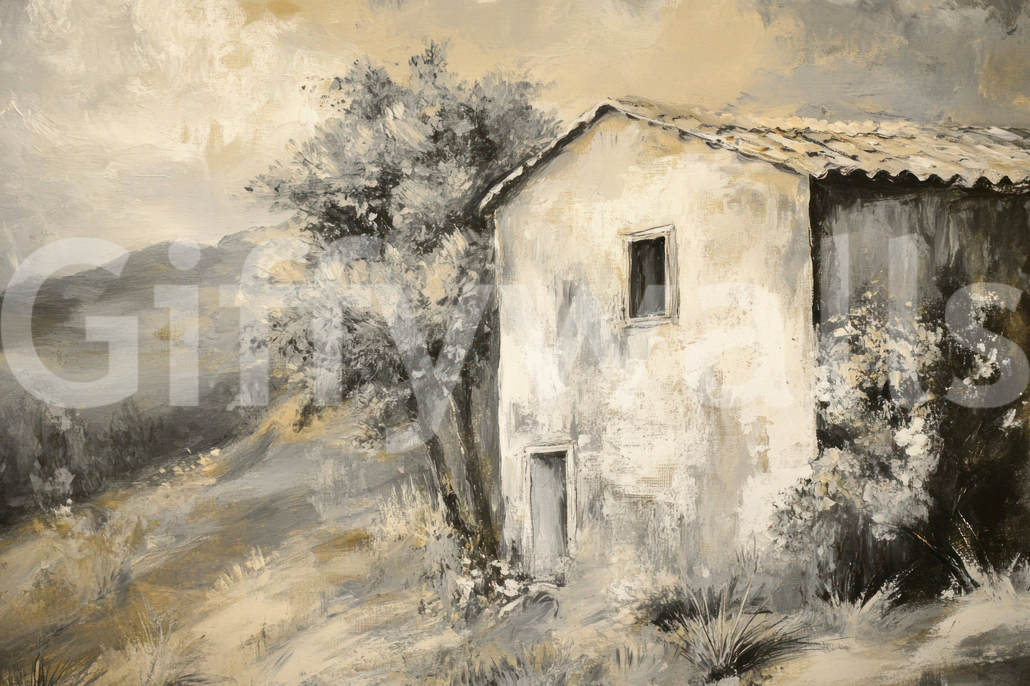 Rifugio Rustico: Murale da Parete Paesaggio Pittorico