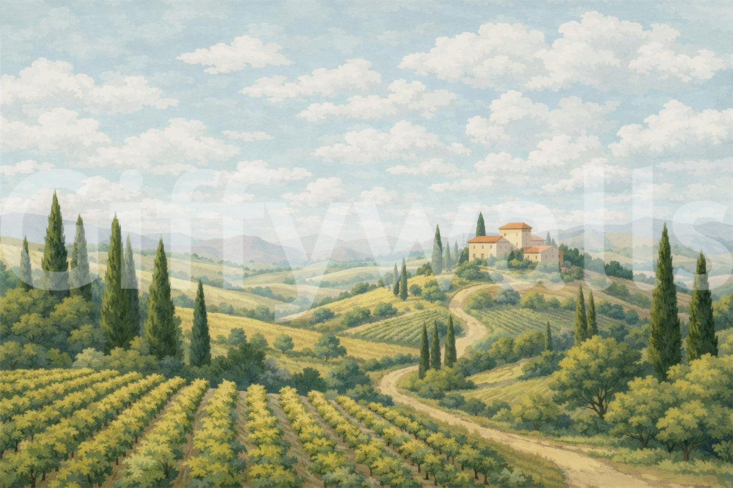 Murale da parete Vista vigneto toscano