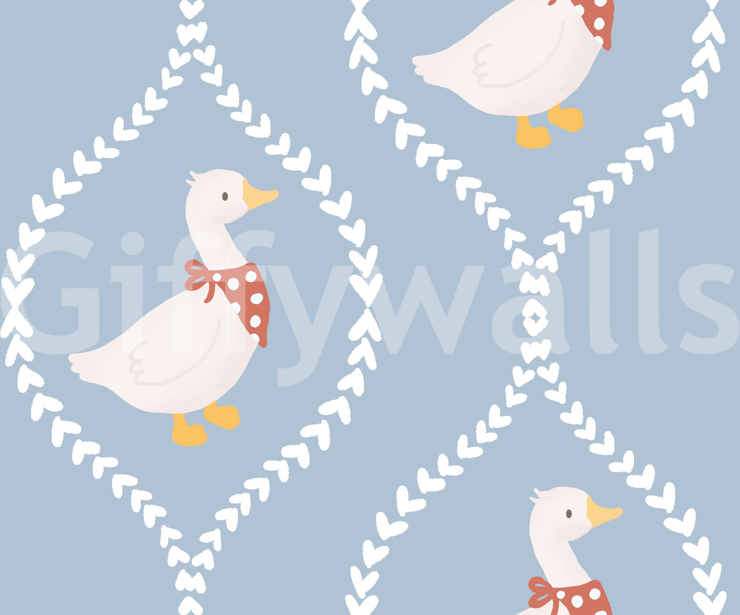 Step back and Nursery Goose Wallpaper's repeating geese read sweet and balanced.
