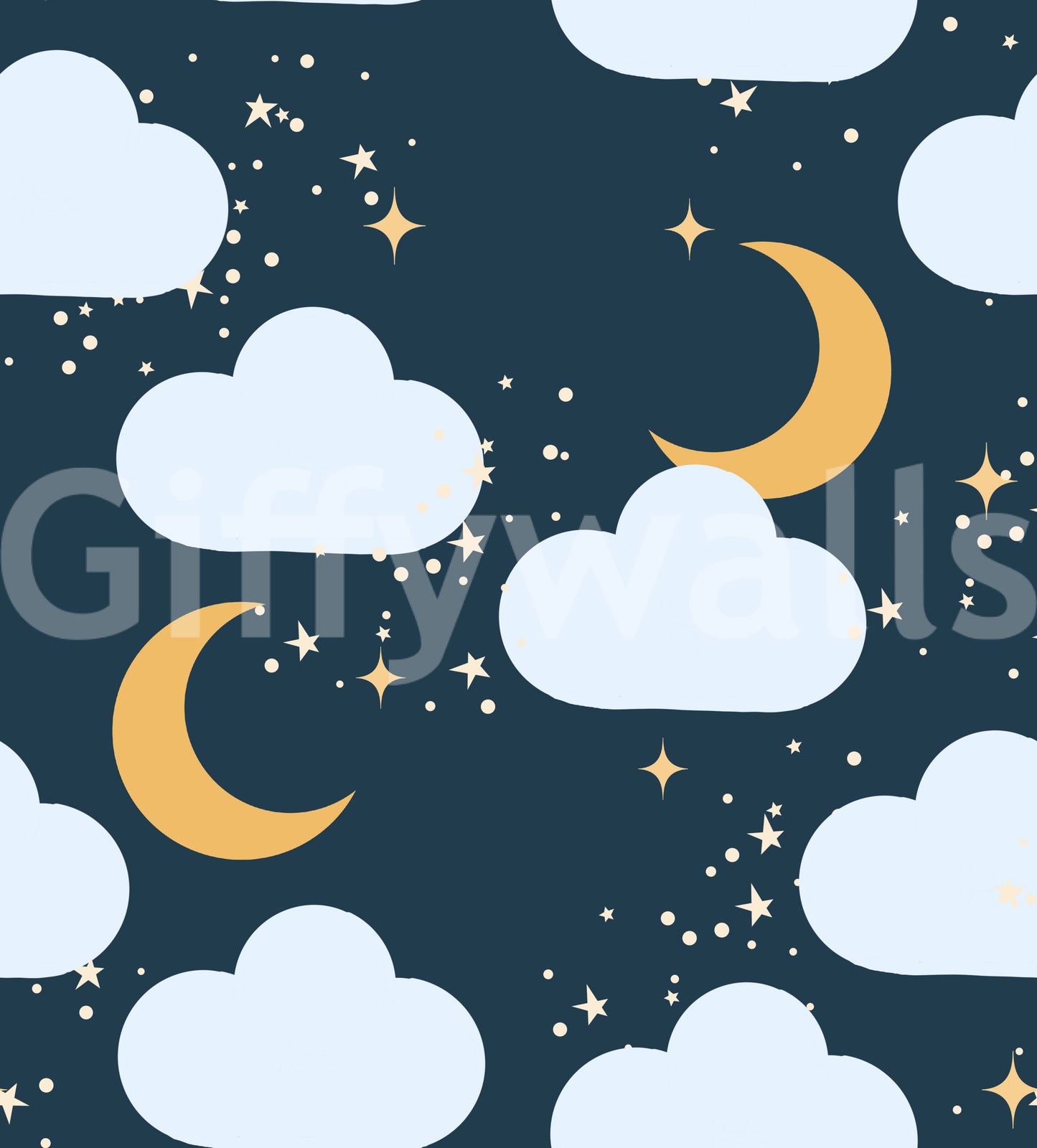 Wallpaper detail showing rounded cloud shapes against deep midnight blue