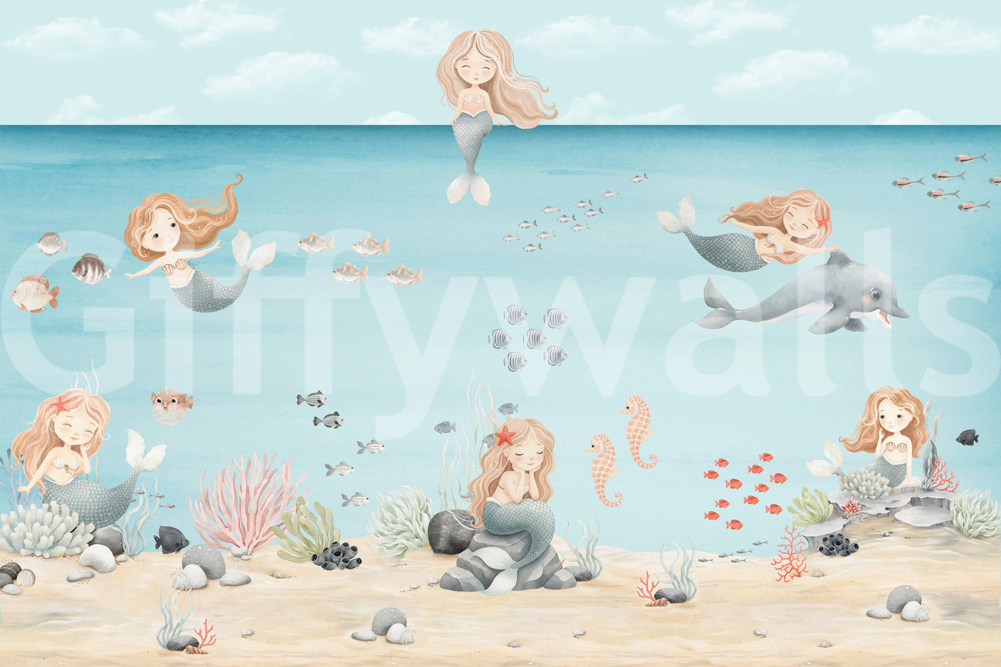 Mermaid Lagoon Dreams Wall Mural