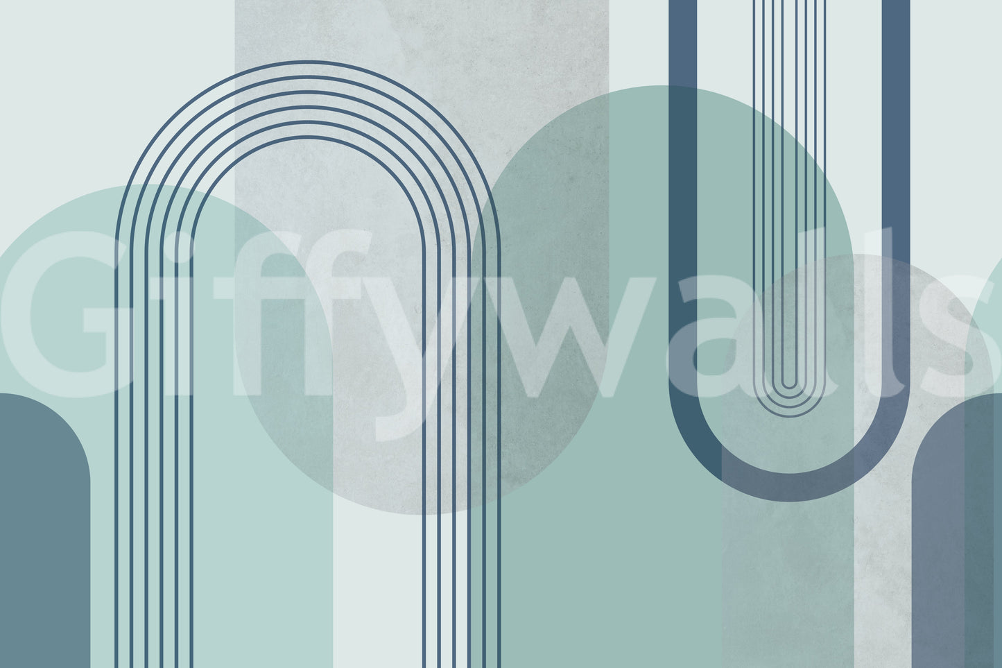Modernist Blue Geometry Wall Mural