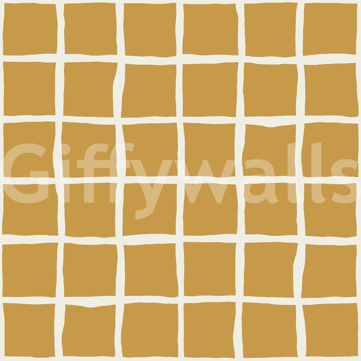 Slightly bent tiles meet a calm cream ground in the Mid Century Wavy Grid wallpaper