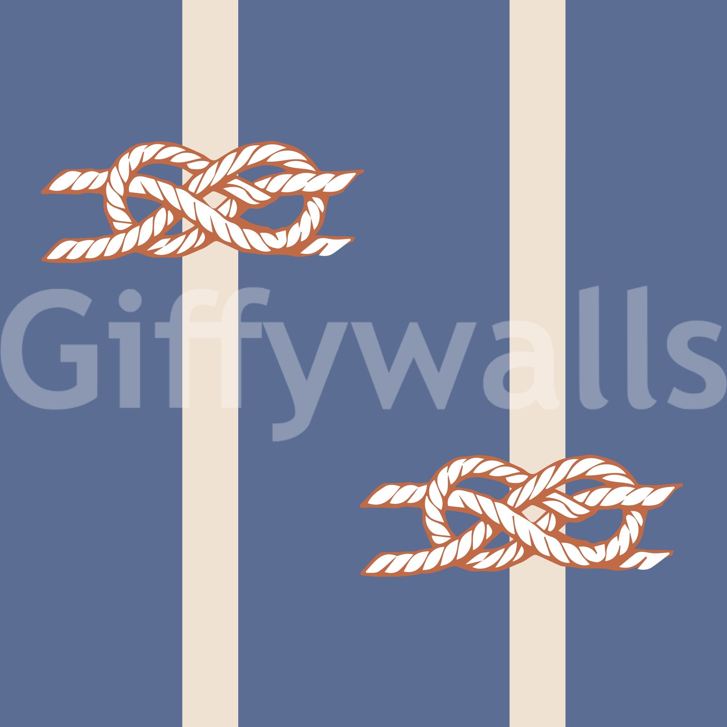 Figure-eight knots mark the Nautical Rope Stripe wallpaper at even intervals.