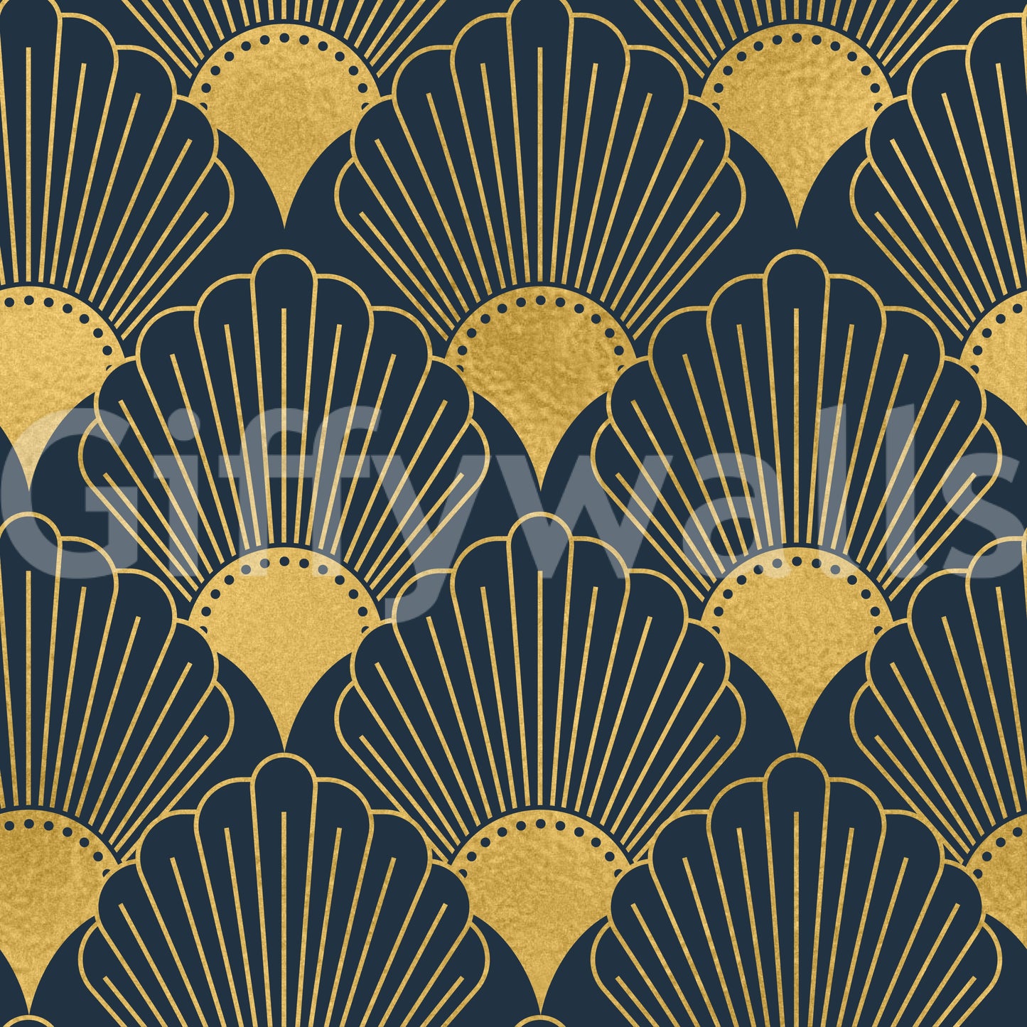 Opulente Deco Shell Navy & Gold Tapete Tapete