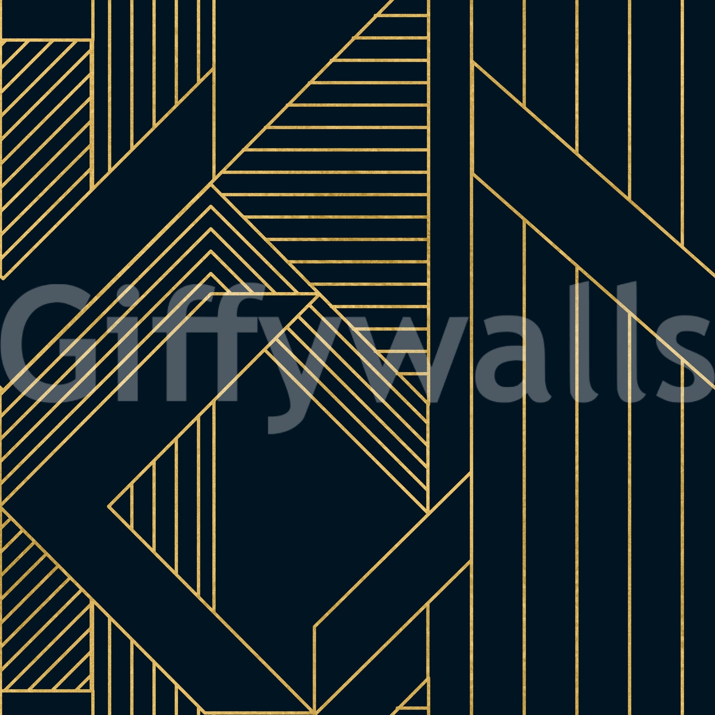 Luxurious Navy and Gold Art Deco Geometric Wallpaper