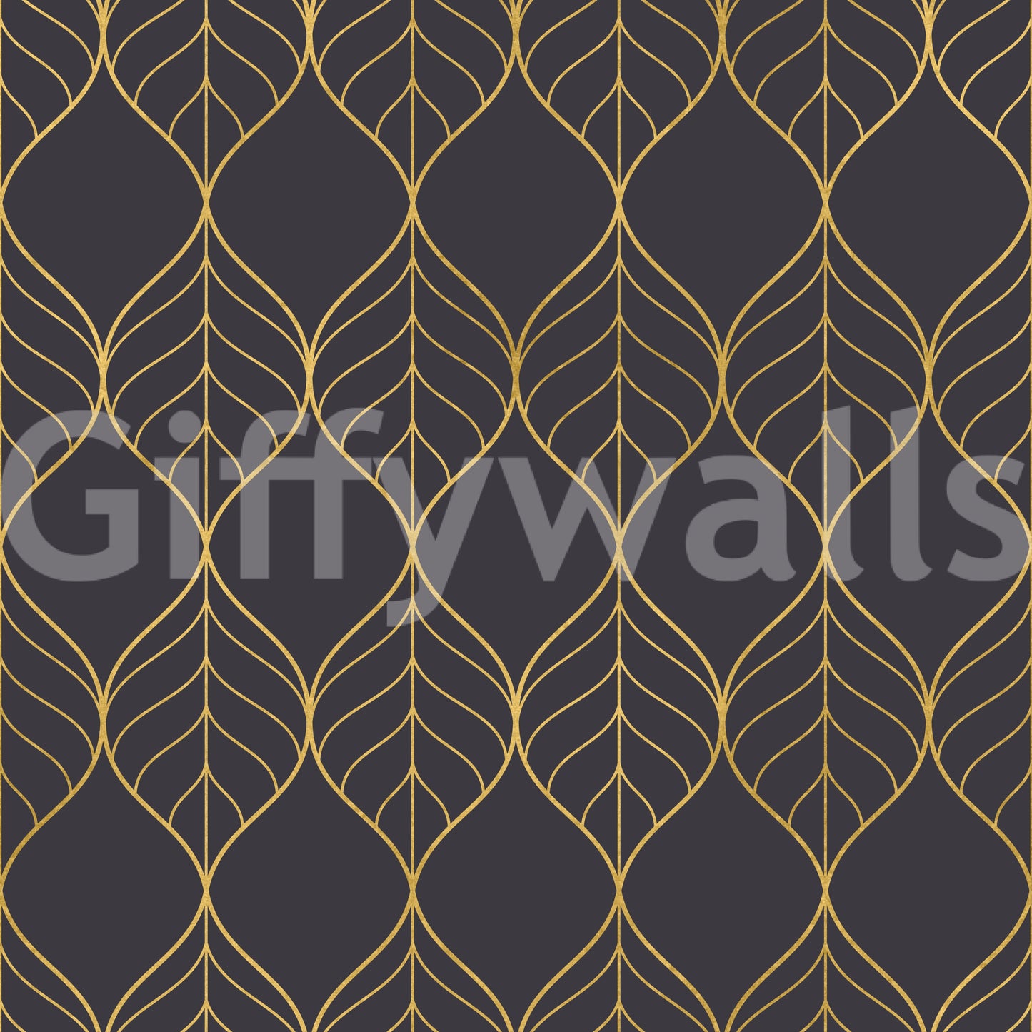 Minimal gold pattern Elegant Golden Leaf Art Deco Wallpaper