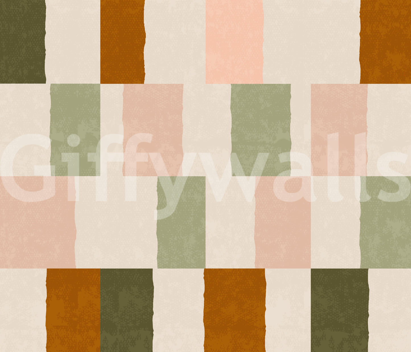 Carta da parati moderna geometrica oliva terra effetto sbiadito dal sole