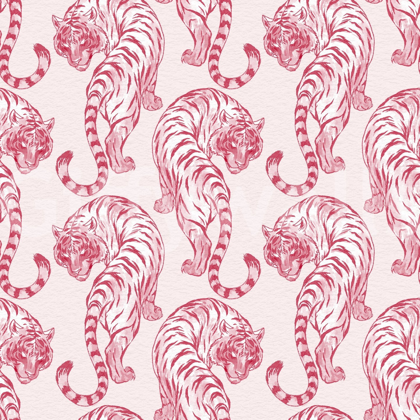 Tapet med Crimson Tiger Chinoiserie-mønster