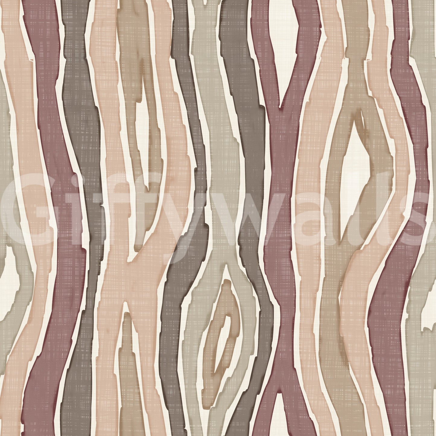 Organic Wavy Woodgrain Vertical Stripes - Earthy Mauve Wallpaper