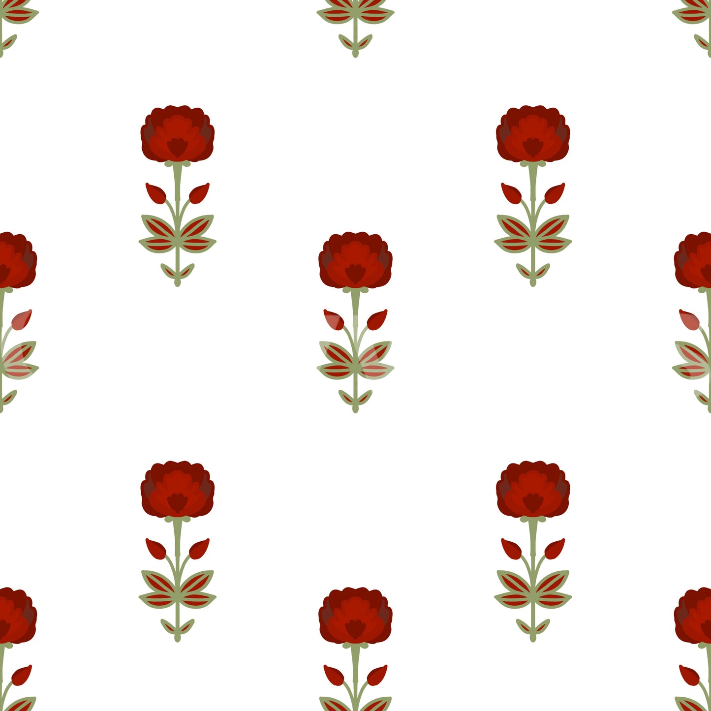 Papier peint Rouge Mughal Blossom
