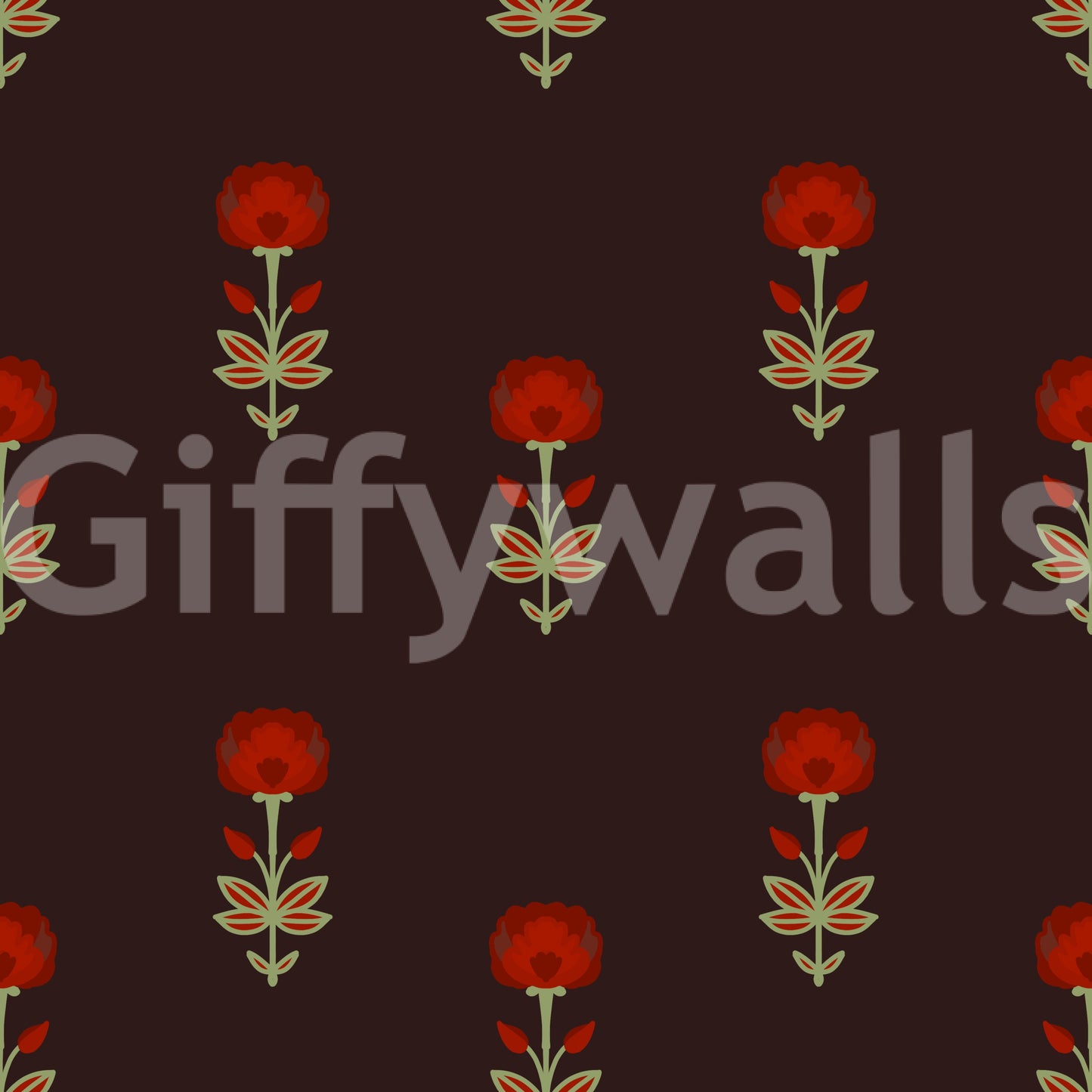 Papel de Parede Flores Mughal Carmesim